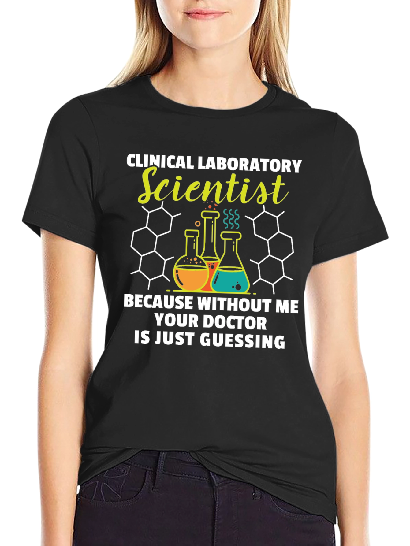 Black Clinical Lab Scientist T-Shirt - Doctor Guessing Funny Tee view 2