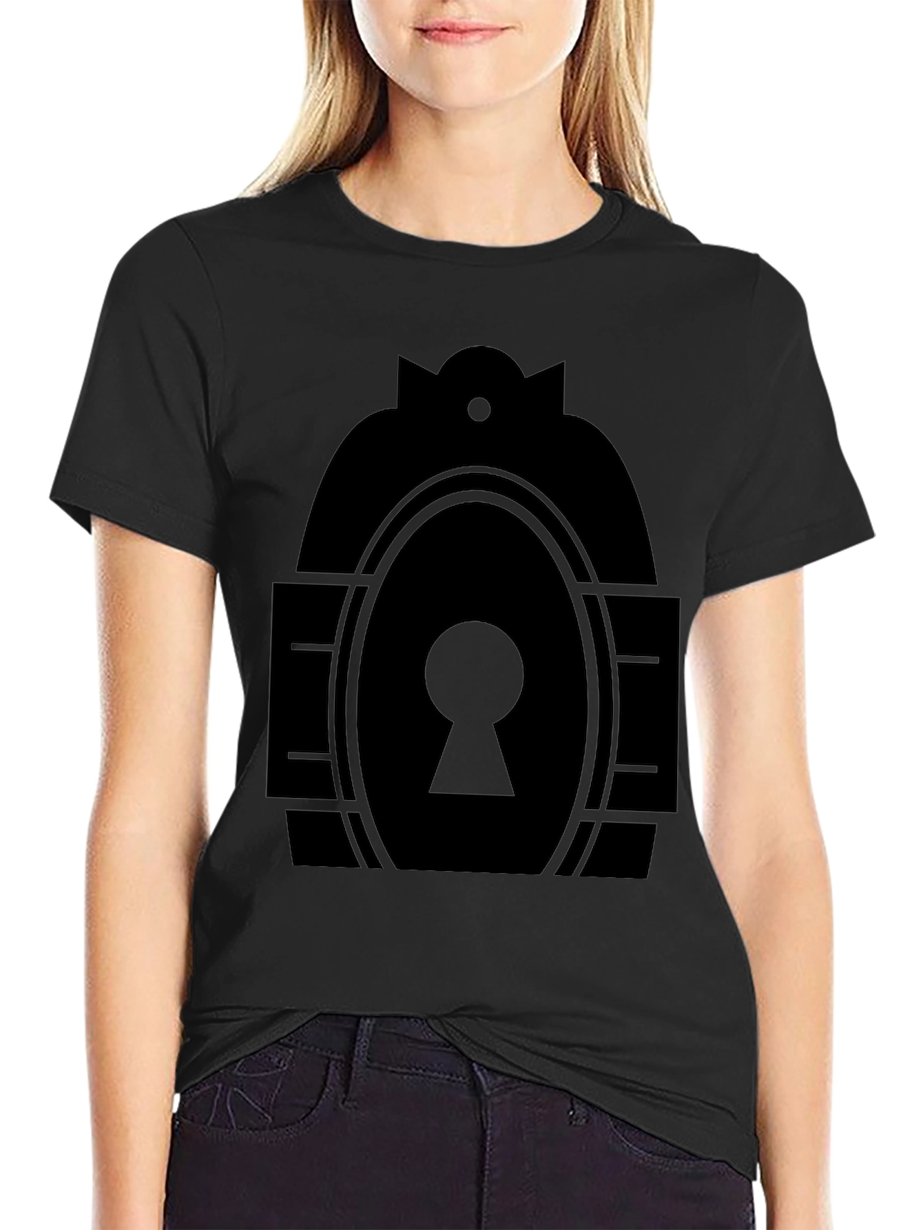 Black Keyhole Graphic Tee - Modern Minimalist Design view 2