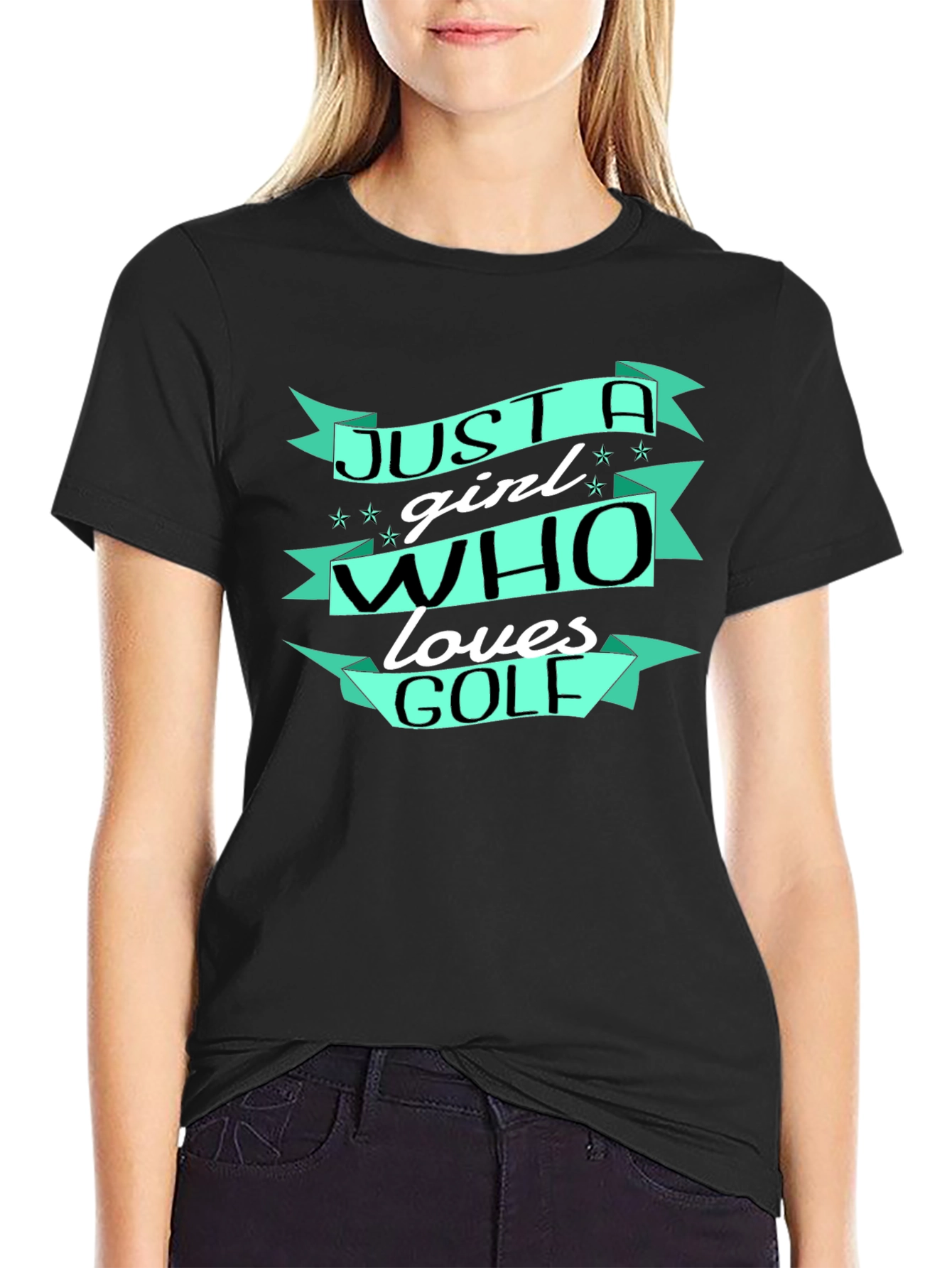 Black Just A Girl Who Loves Golf T-Shirt view 2