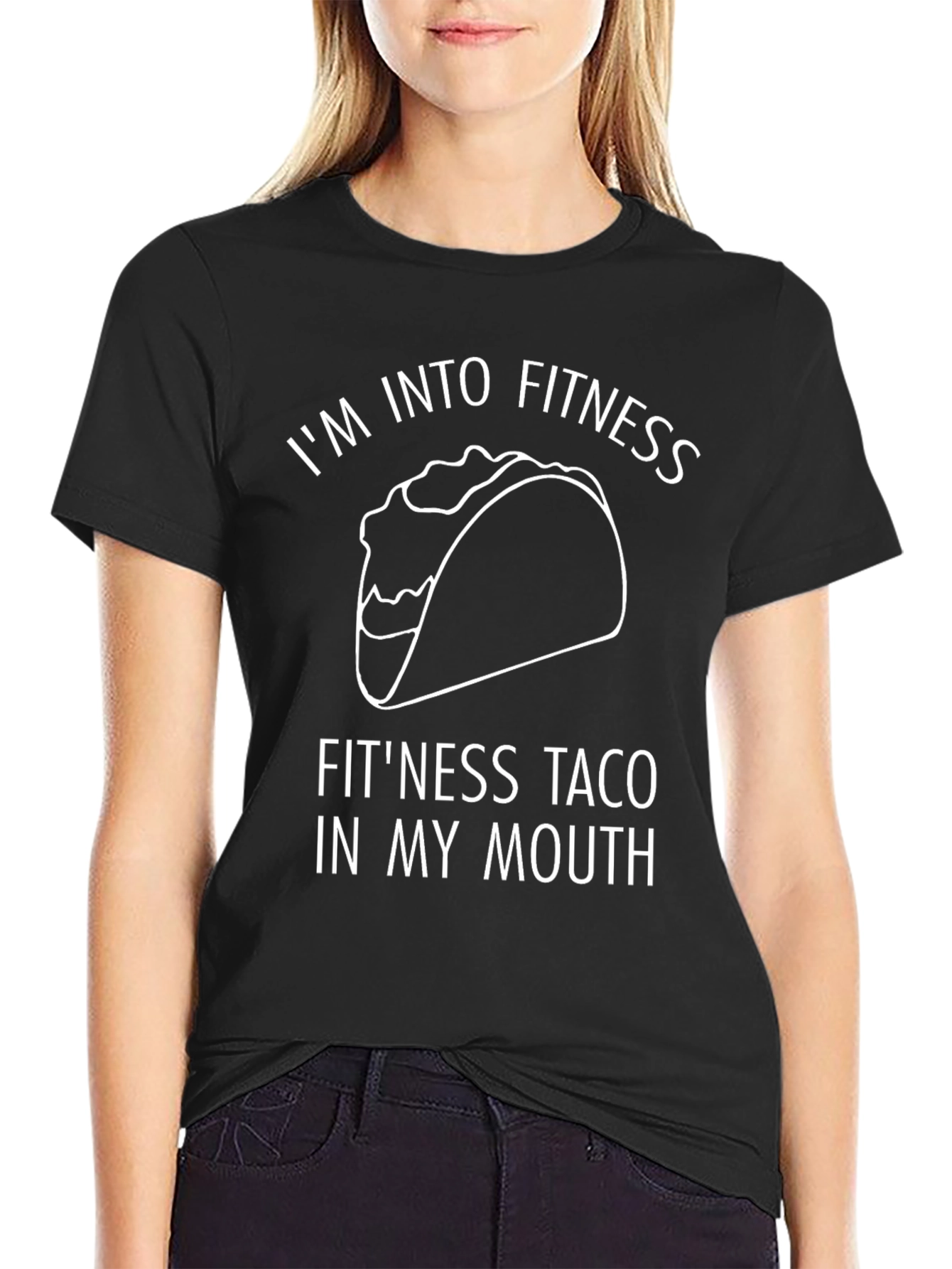 Black Fitness Taco T-Shirt - Funny Foodie Tee view 2