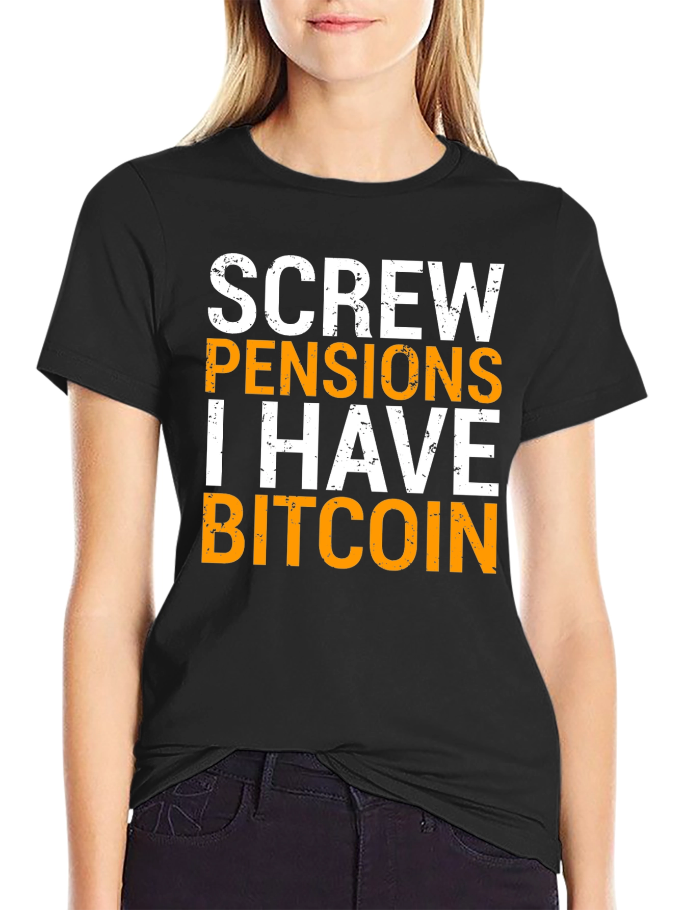 Black Screw Pensions I Have Bitcoin Graphic Tee view 2