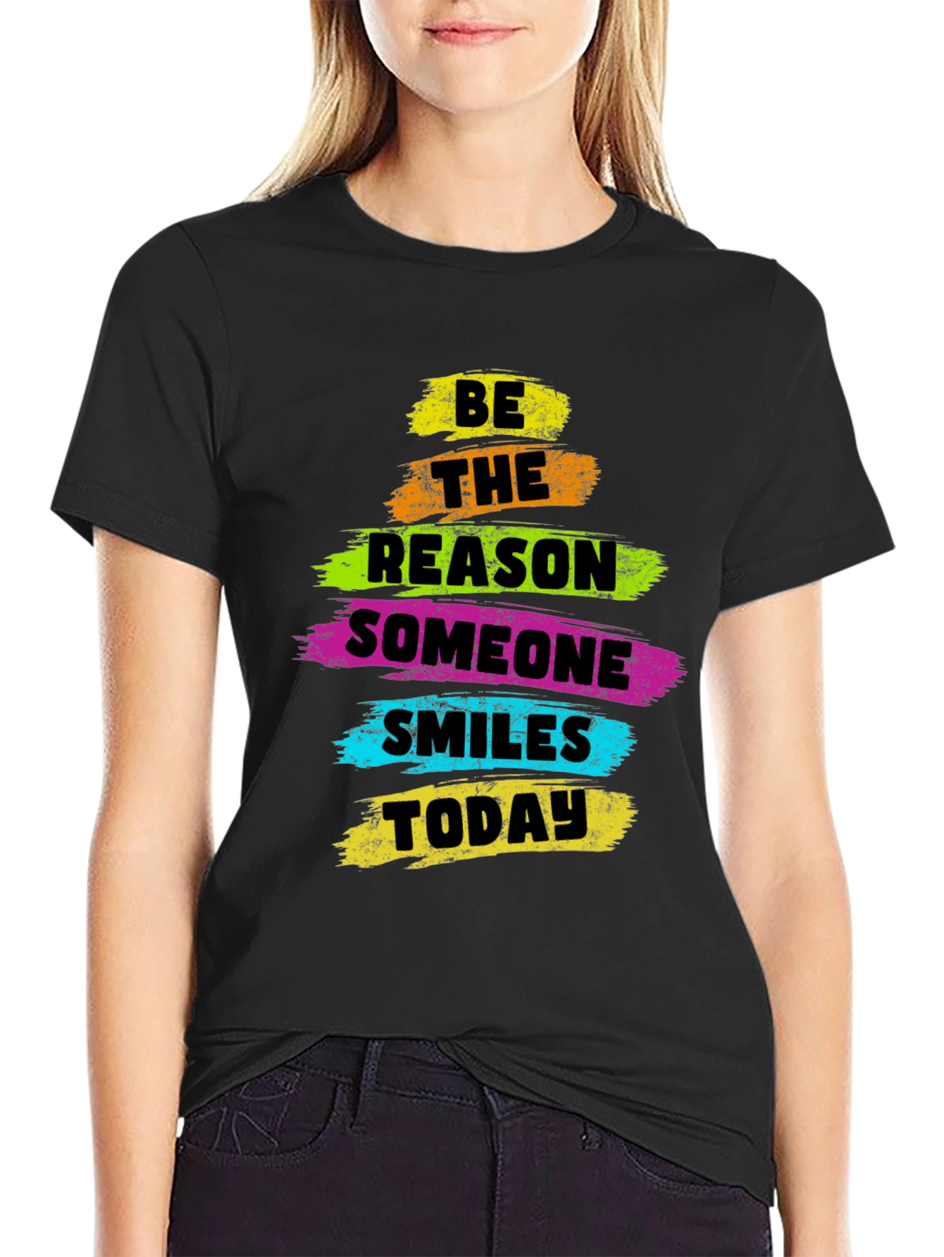 Black Inspirational Graphic Tee - Be The Reason Someone Smiles view 2