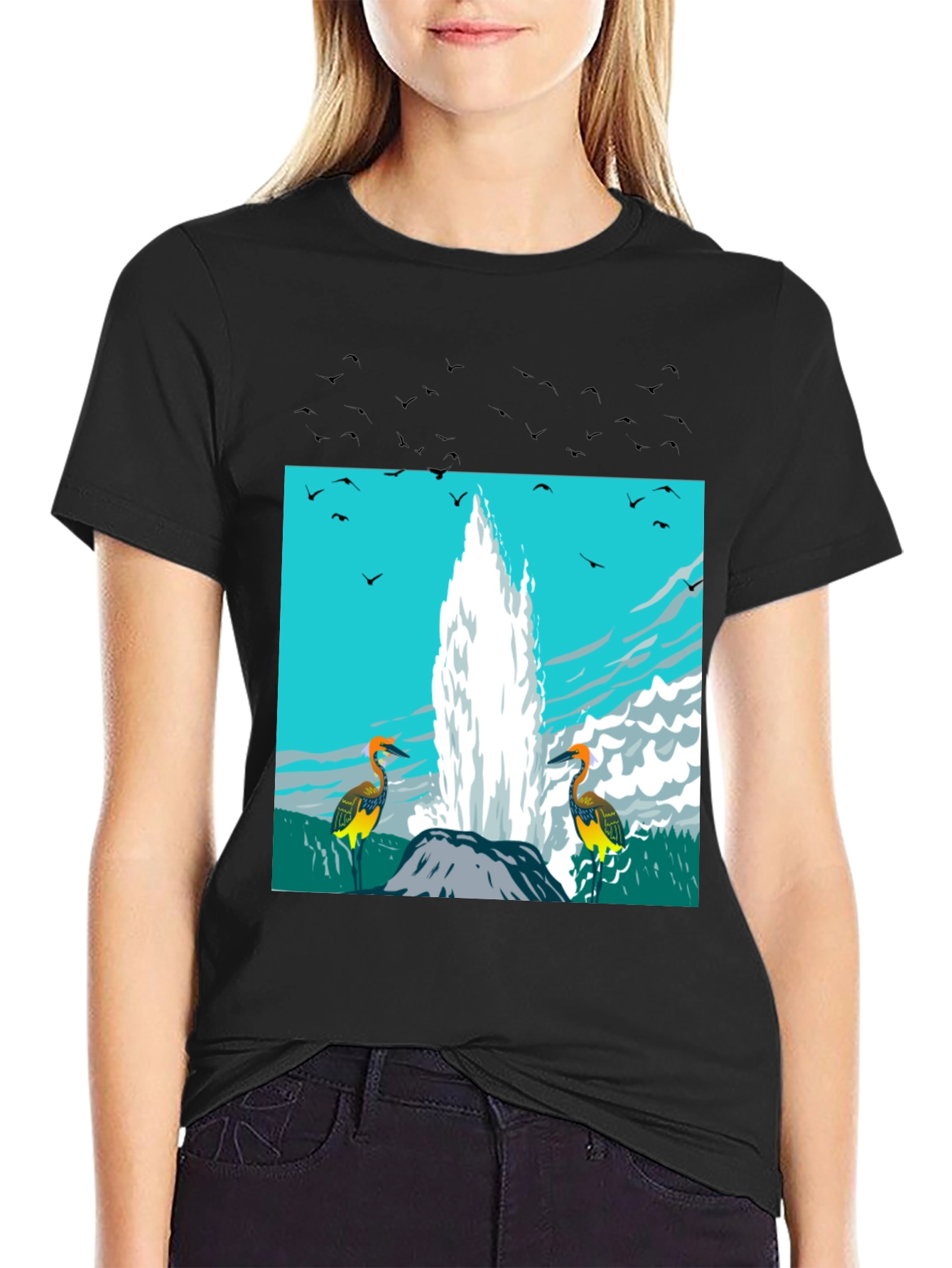 Black Geyser Bird Graphic Tee - Black view 2