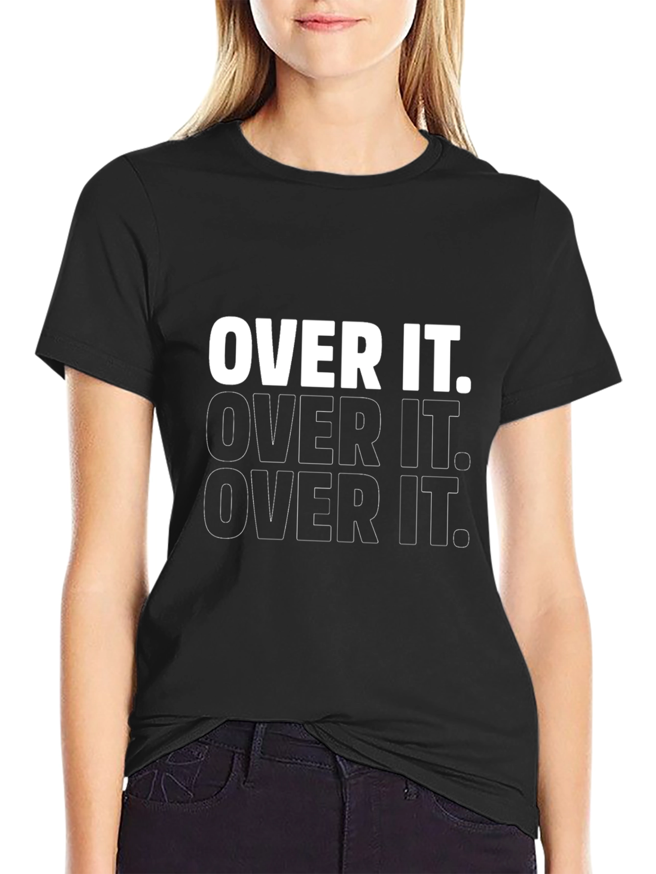 Black Over It Graphic Print Black T-Shirt view 2