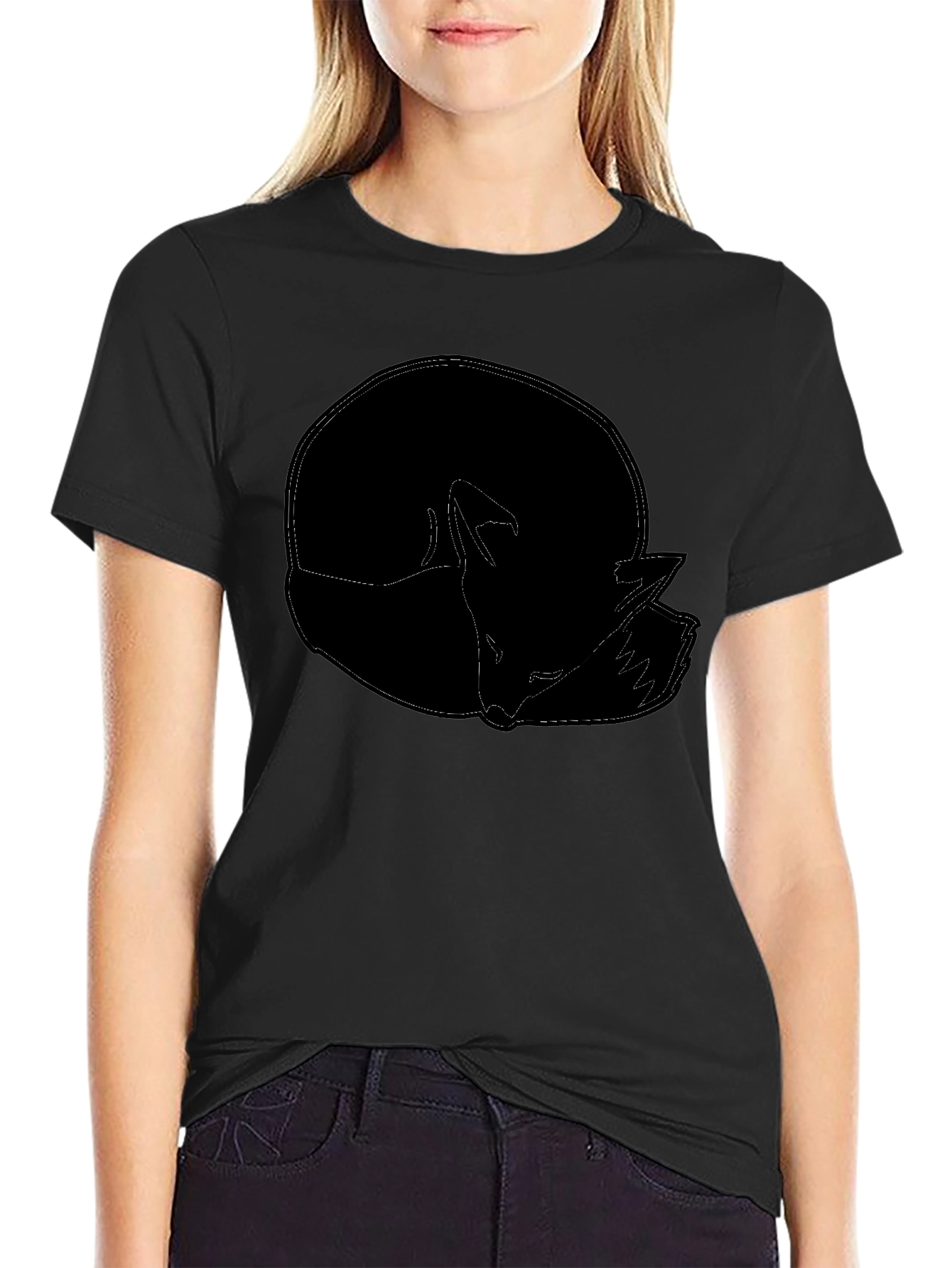 Black Fox Outline Graphic Tee - Minimalist Style view 2