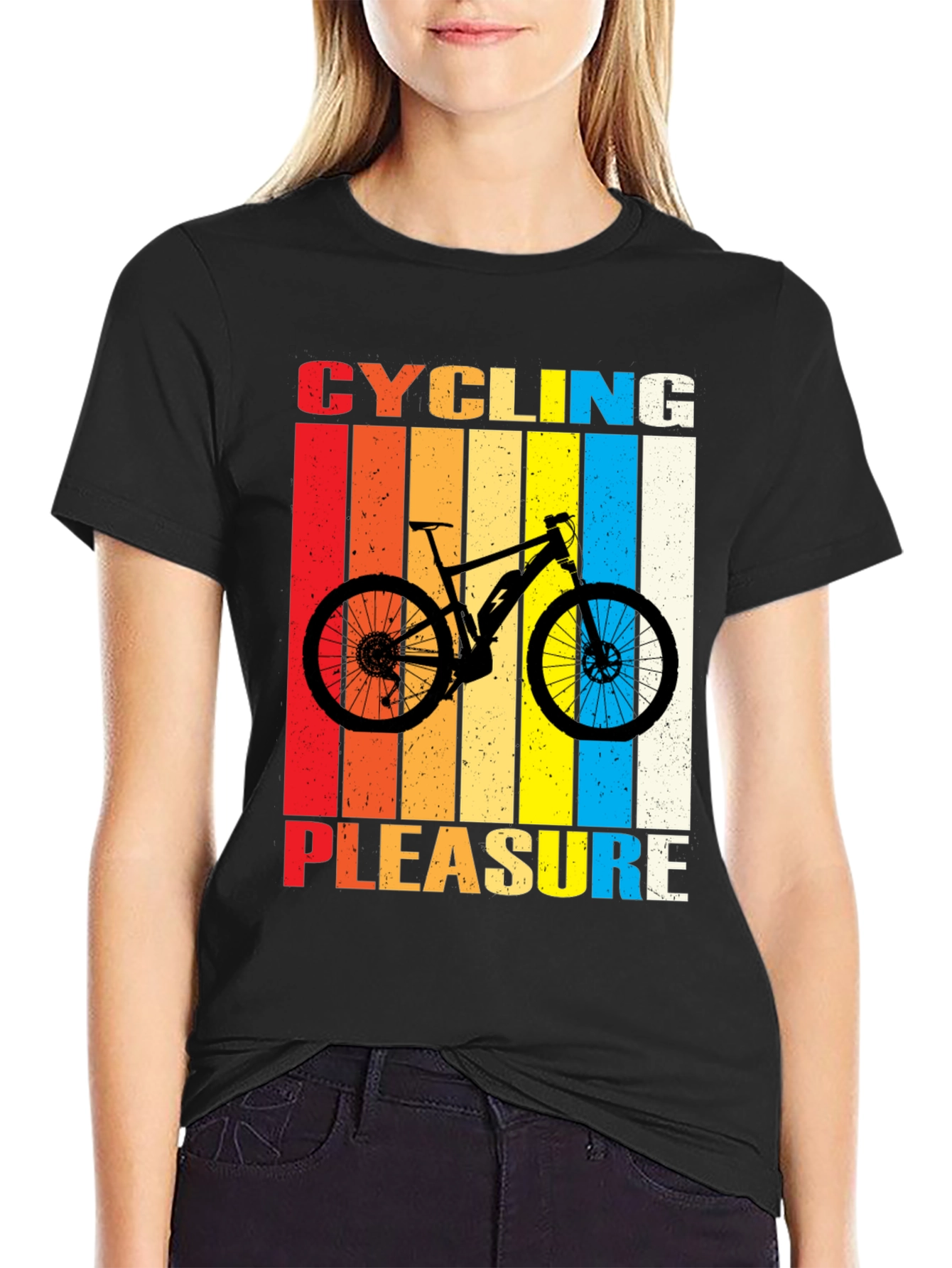 Black Cycling Pleasure Graphic T-Shirt view 2
