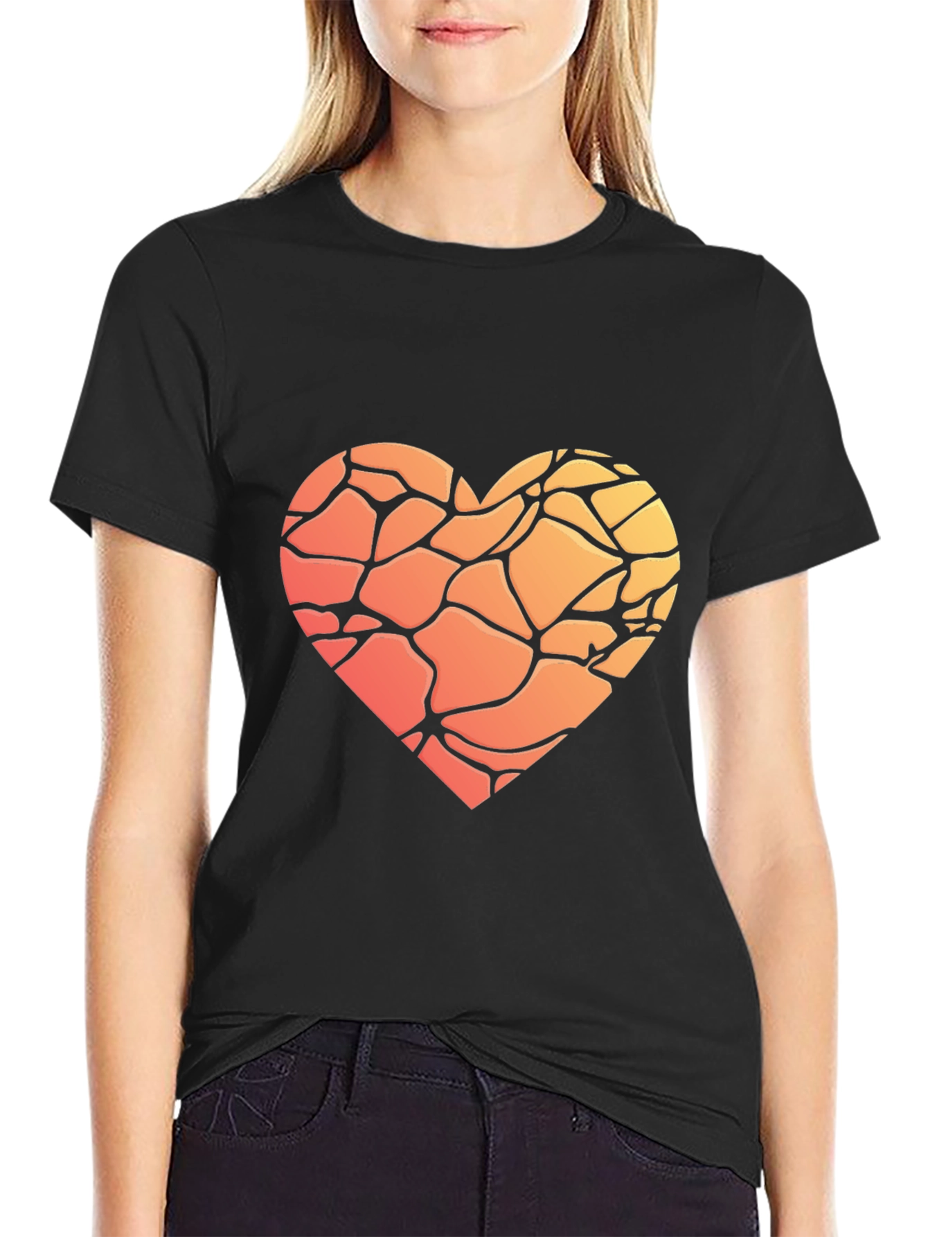 Black Heart Mosaic Graphic T-Shirt - Soft Cotton Blend view 2