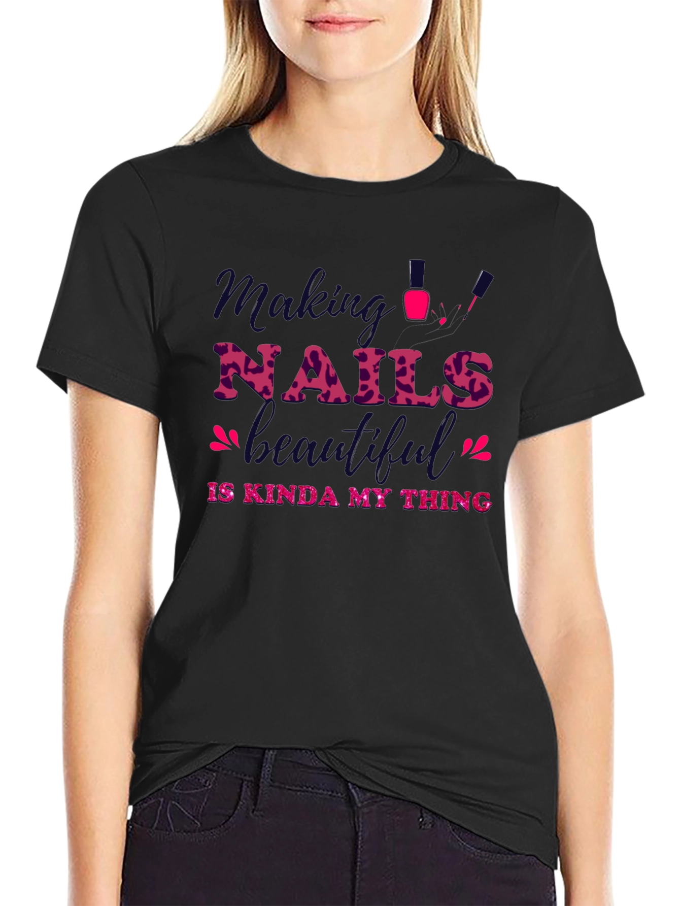 Black Making Nails Beautiful Graphic Tee view 2