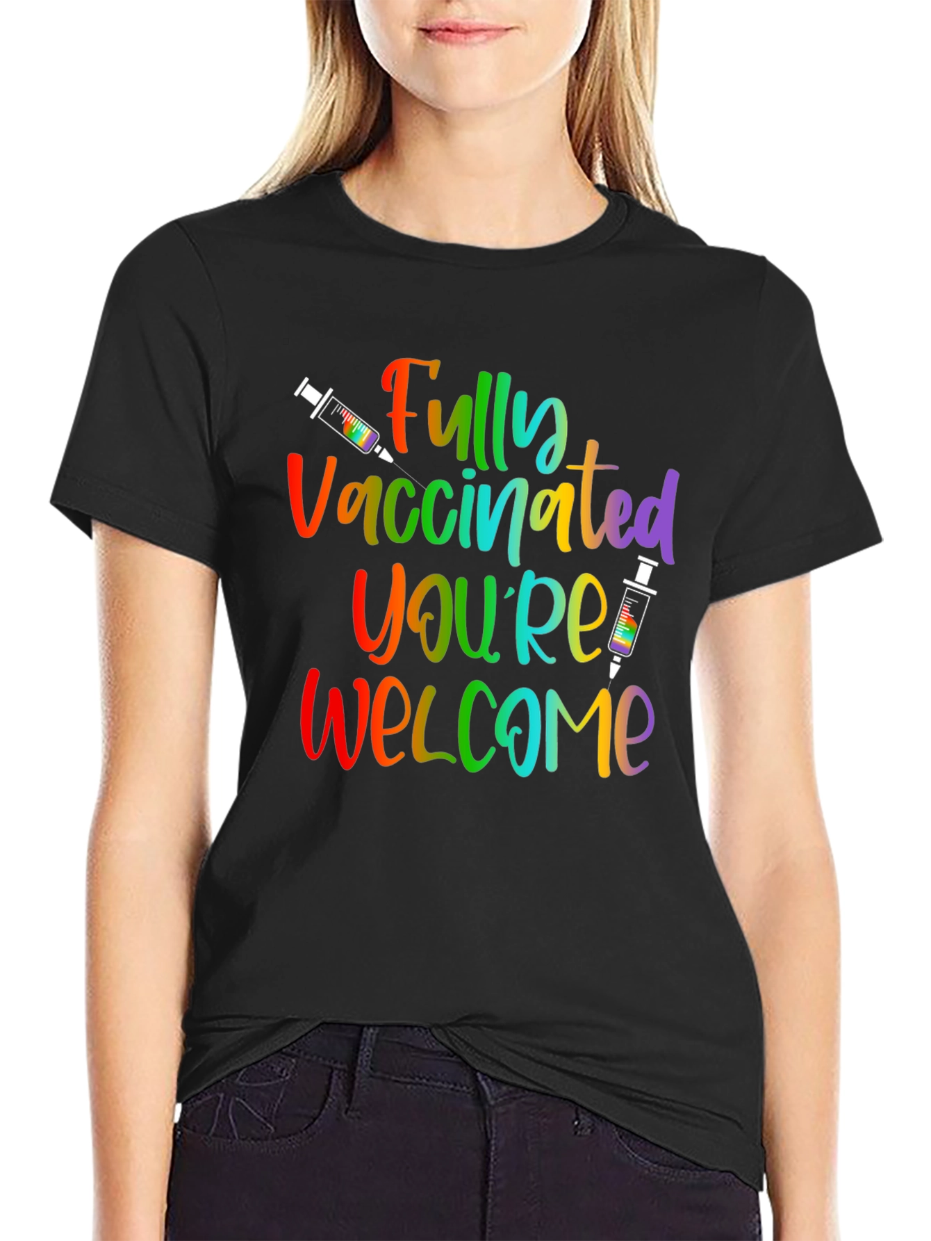 Black Fully Vaccinated Pride T-Shirt view 2