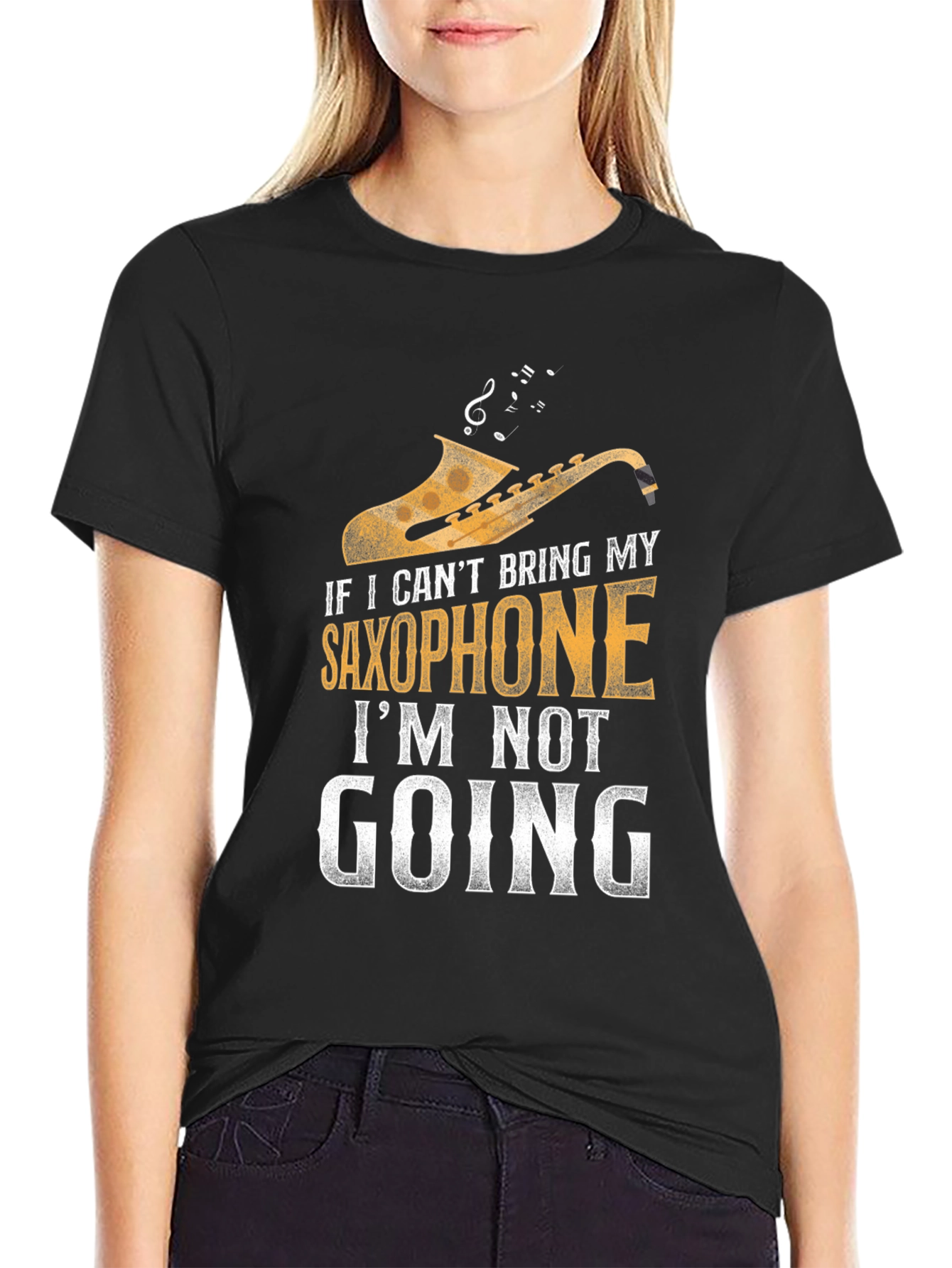 Black Saxophone Lover T-Shirt - If I Can't Bring My Saxophone view 2