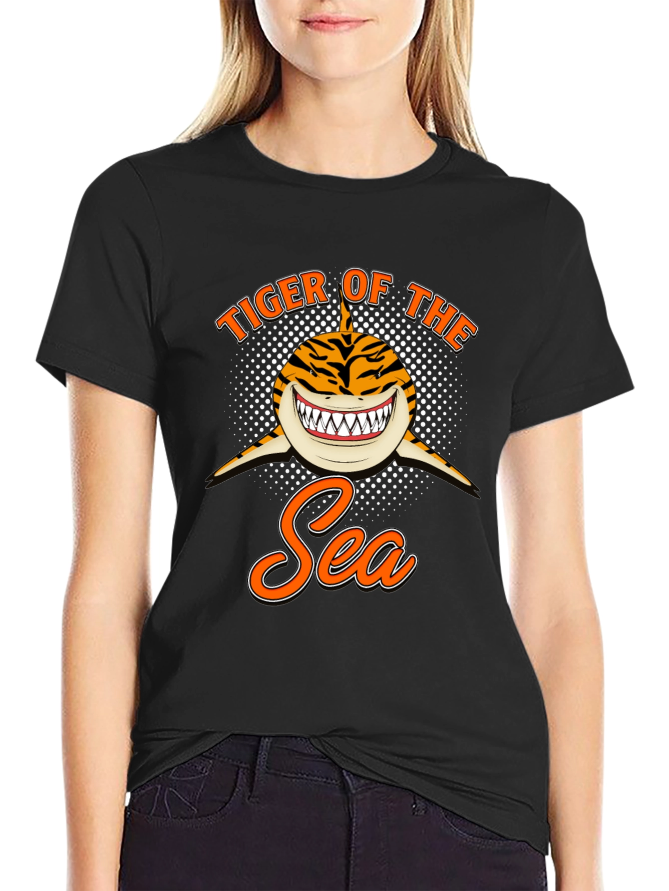 Black Tiger Shark T-Shirt - Tiger of the Sea Graphic Tee view 2