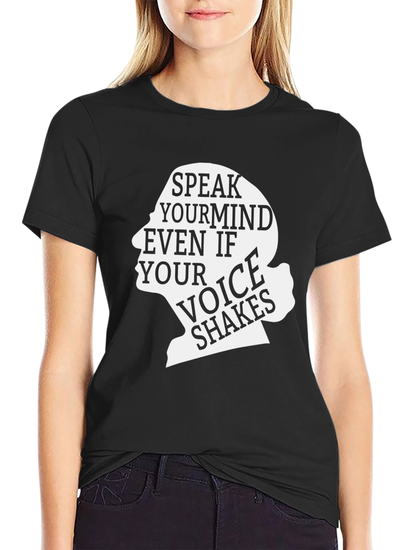 Black Speak Your Mind Graphic Tee - Inspiring Black T-Shirt view 2