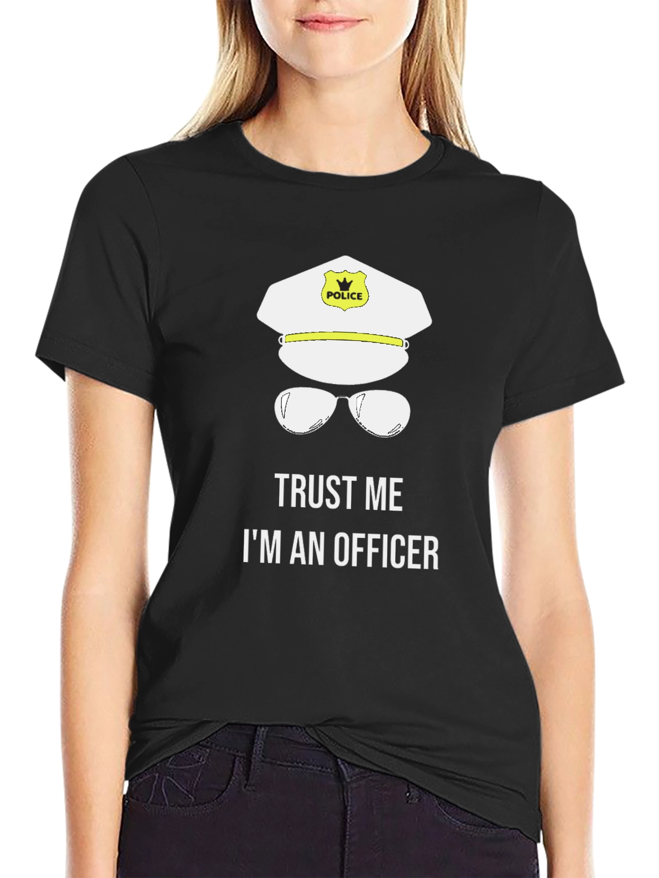 Black Trust Me I'm An Officer T-Shirt Funny Police Tee view 2