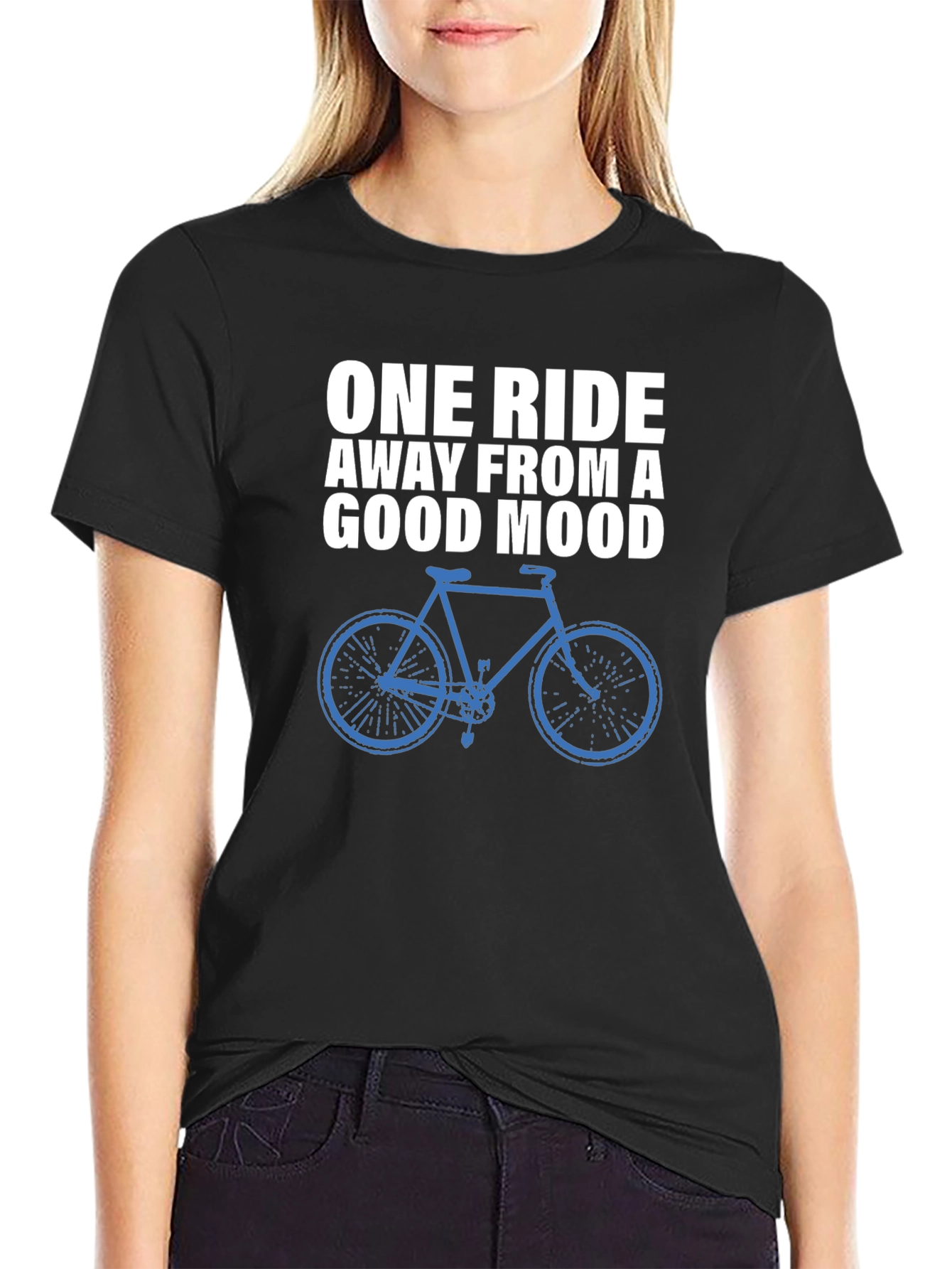 Black Cycling Mood T-Shirt: One Ride Away view 2
