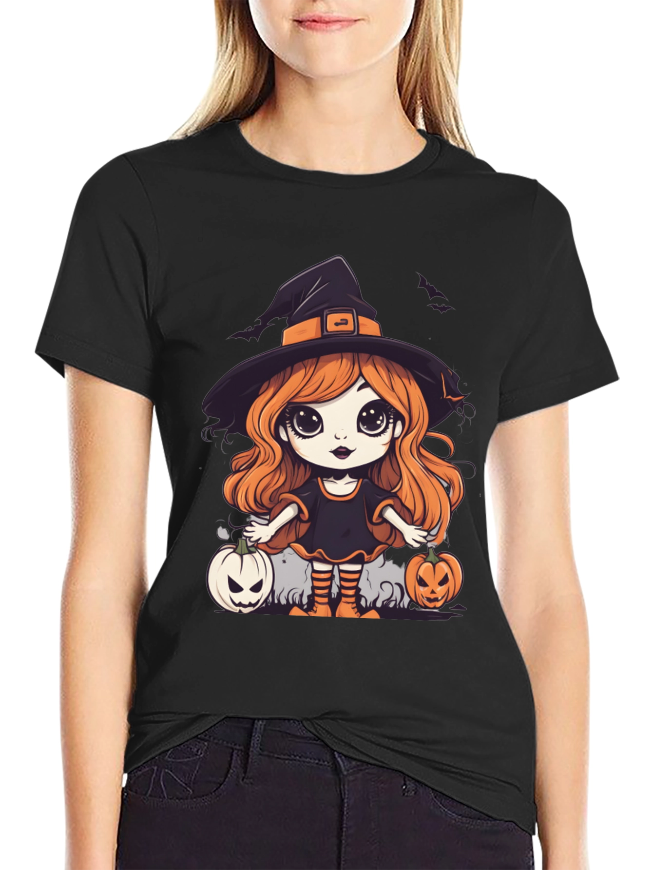 Black Halloween Witch T-Shirt view 2
