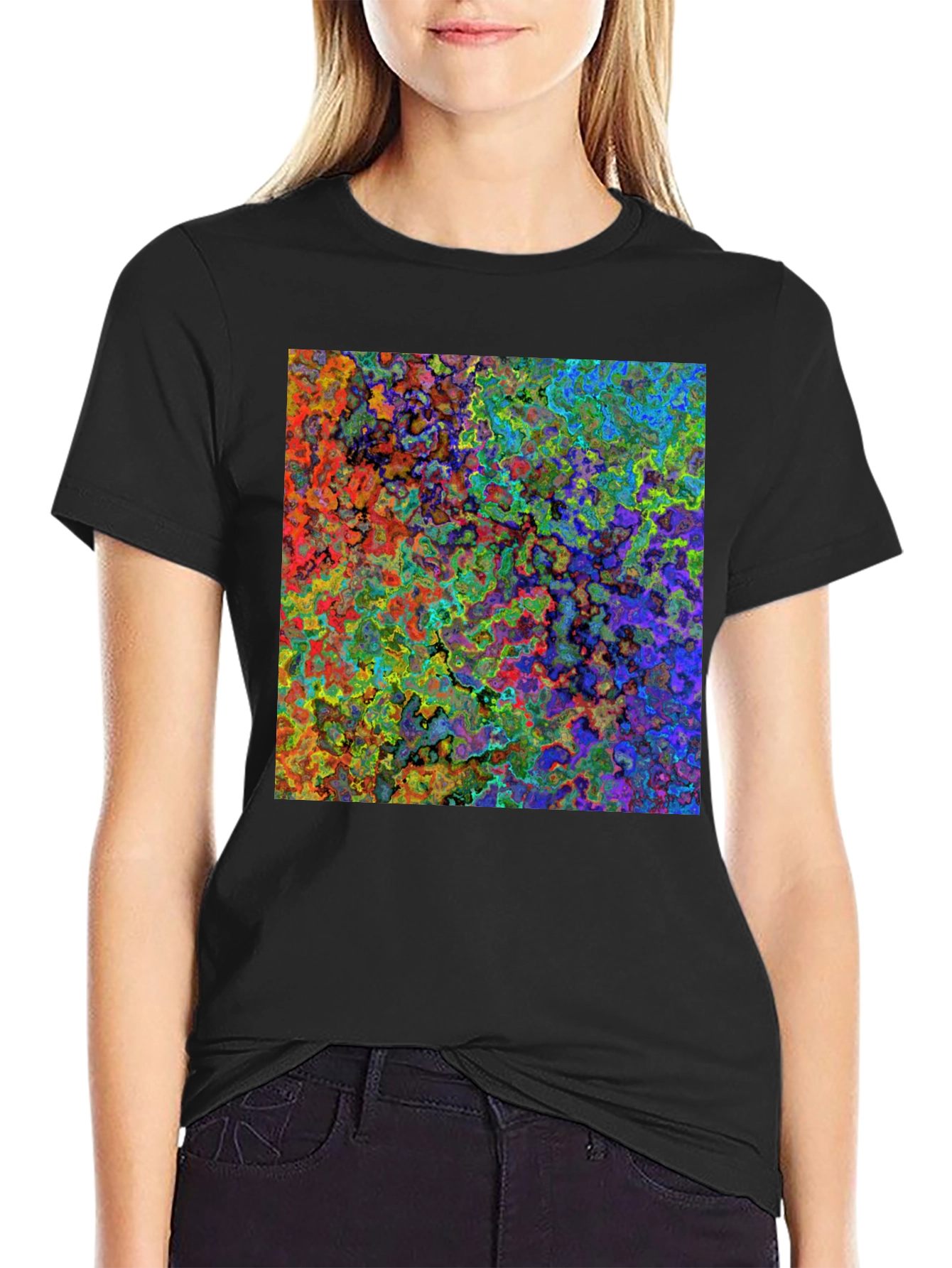 Black Abstract Art Print Black T-Shirt view 2