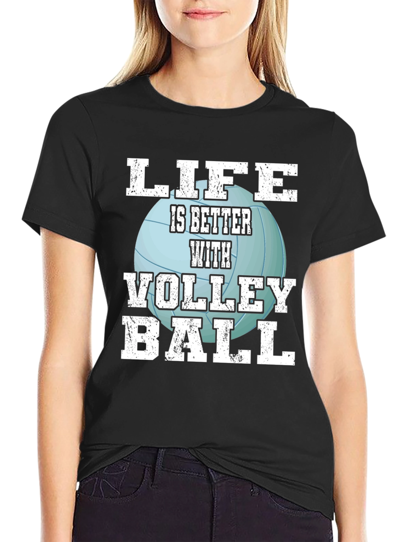 Black Volleyball Life T-Shirt - Sports Fan Tee view 2