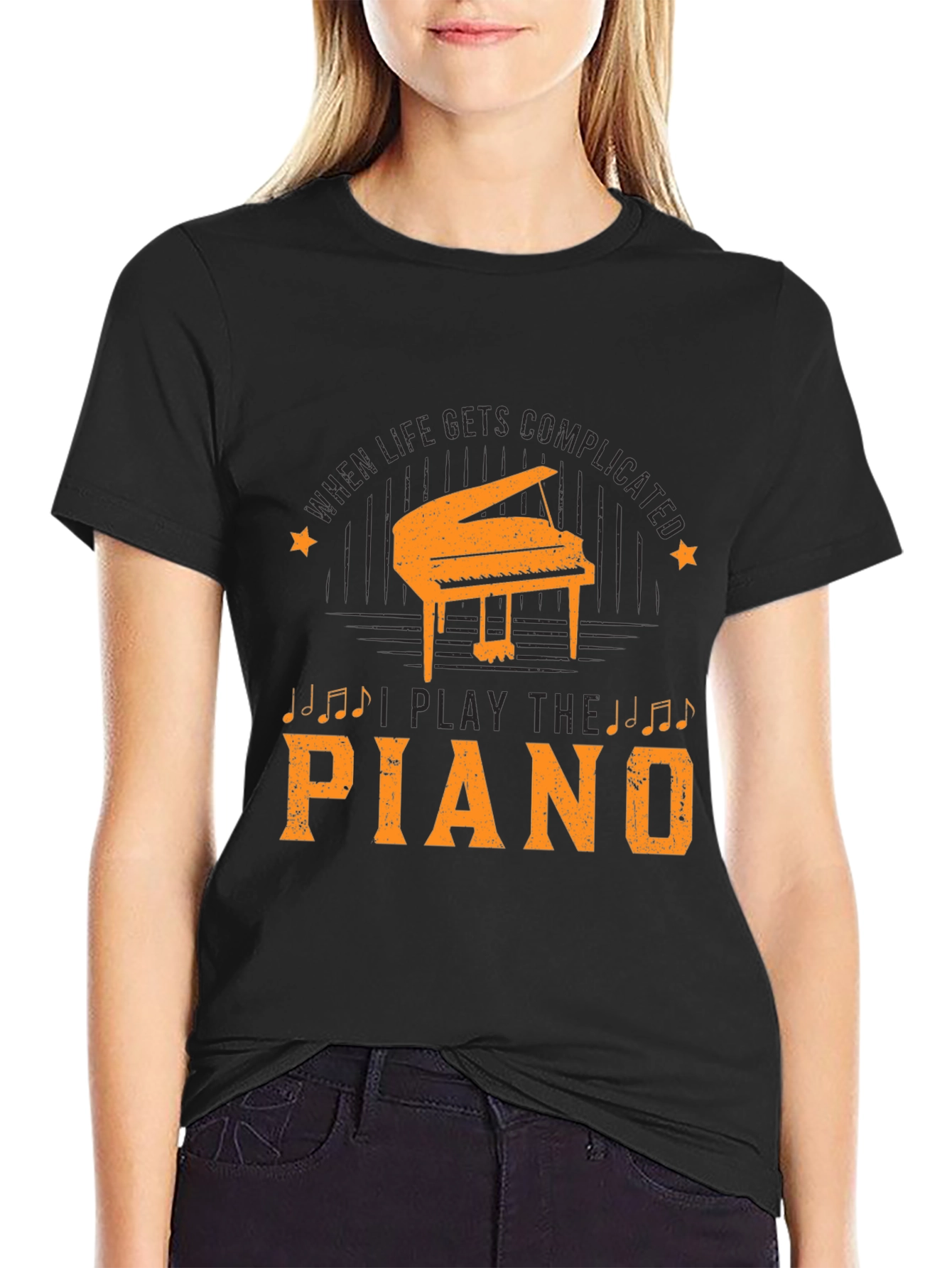 Black Piano Player Black T-Shirt view 2