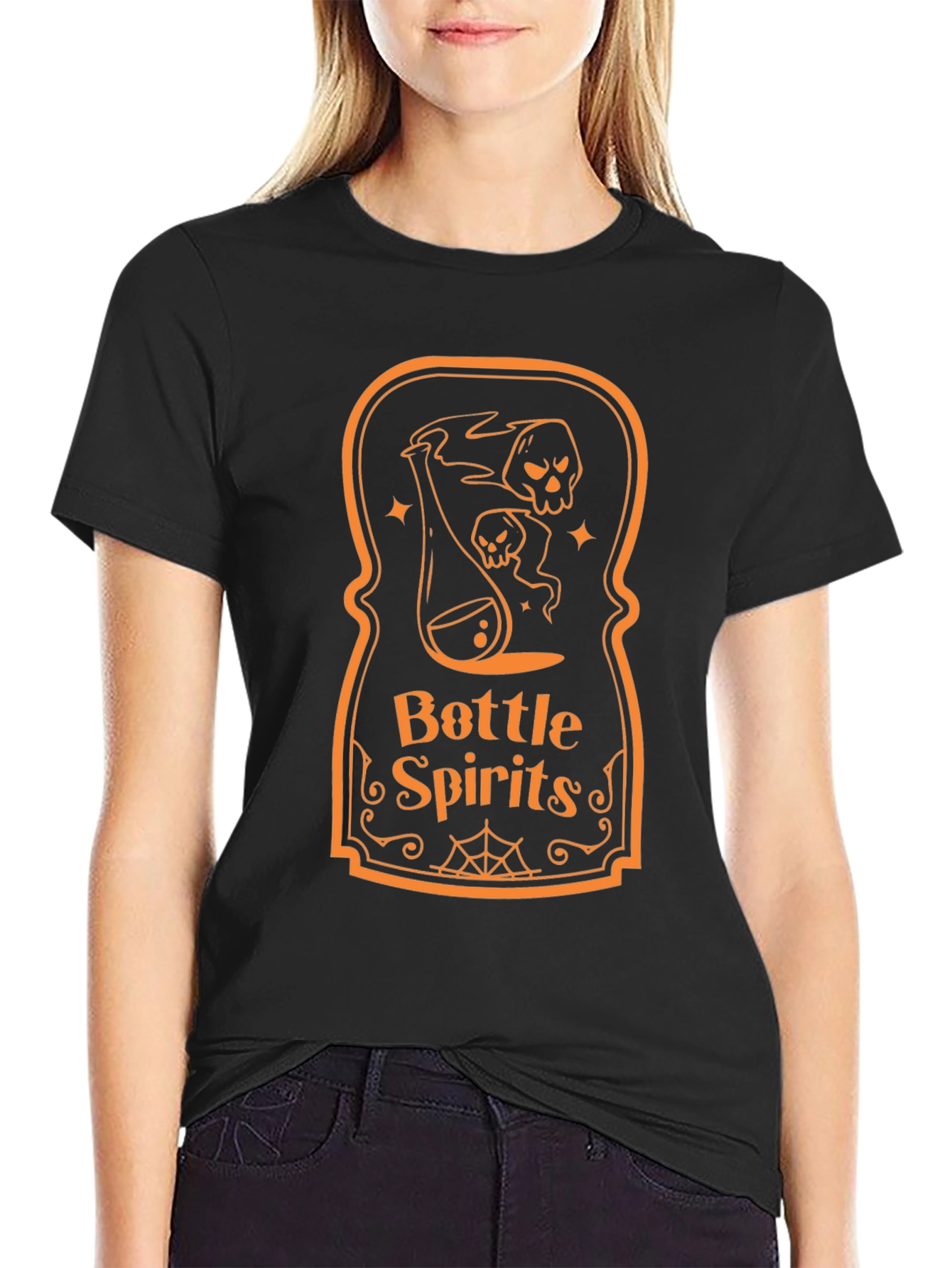 Black Bottle Spirits Graphic Tee - Halloween Novelty Shirt view 2
