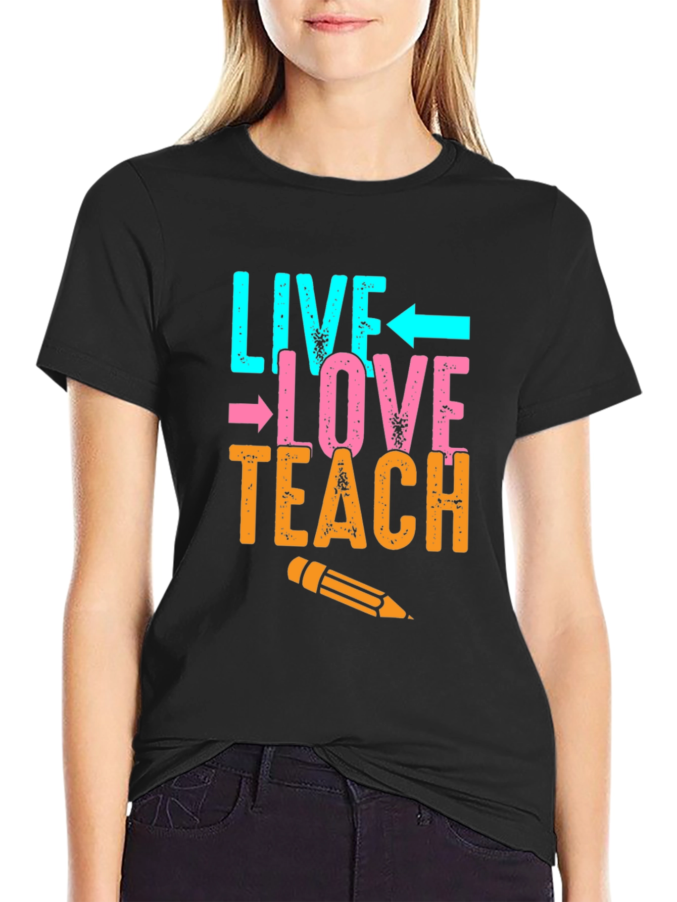 Black Live Love Teach T-Shirt - Teacher Appreciation Gift view 2