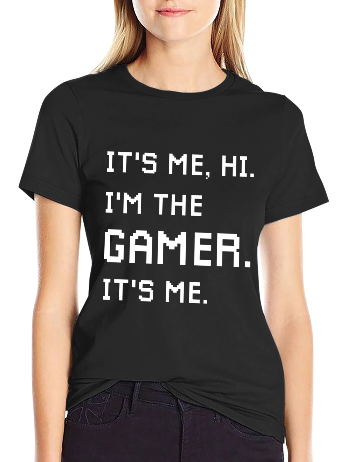 Black It's Me, Hi, I'm The Gamer T-Shirt - Black Cotton Tee view 2