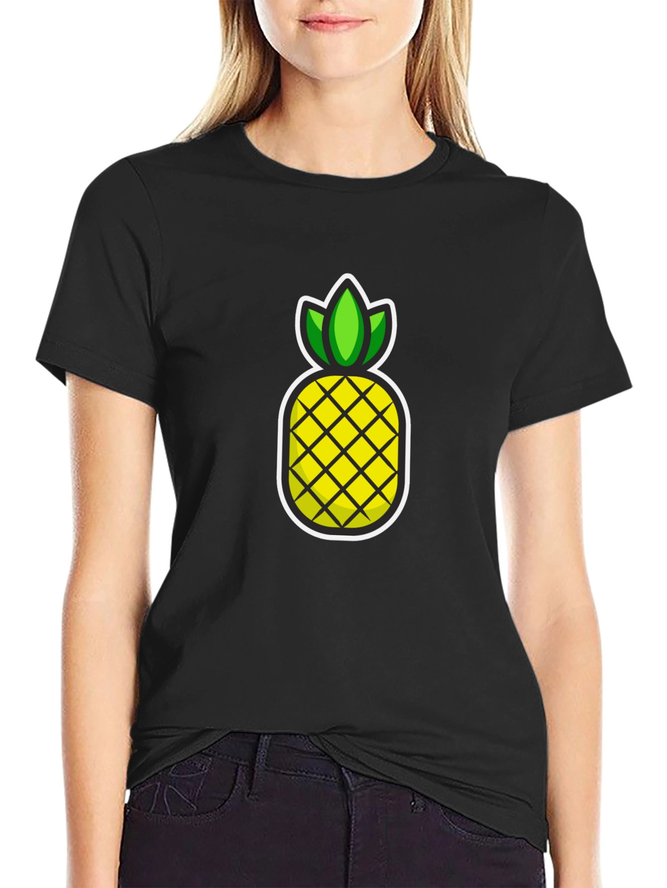 Black Pineapple Graphic T-Shirt - Casual Black Tee view 2