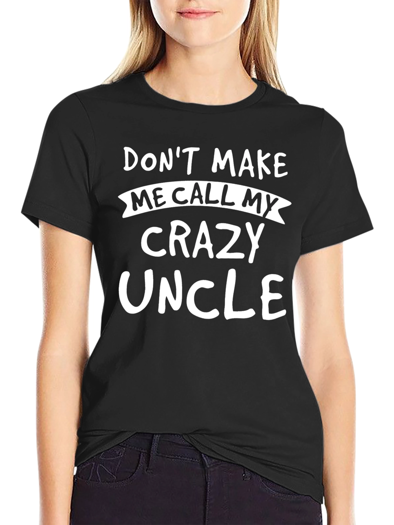 Black Funny "Crazy Uncle" Graphic T-Shirt view 2