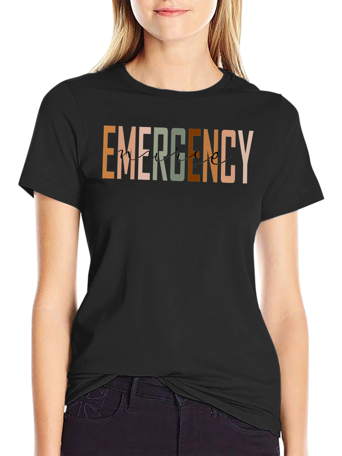 Black Emergency Nurse Graphic T-Shirt view 2