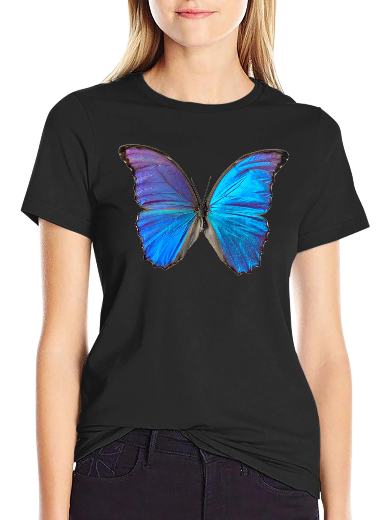 Black Butterfly Graphic Black T-Shirt view 2