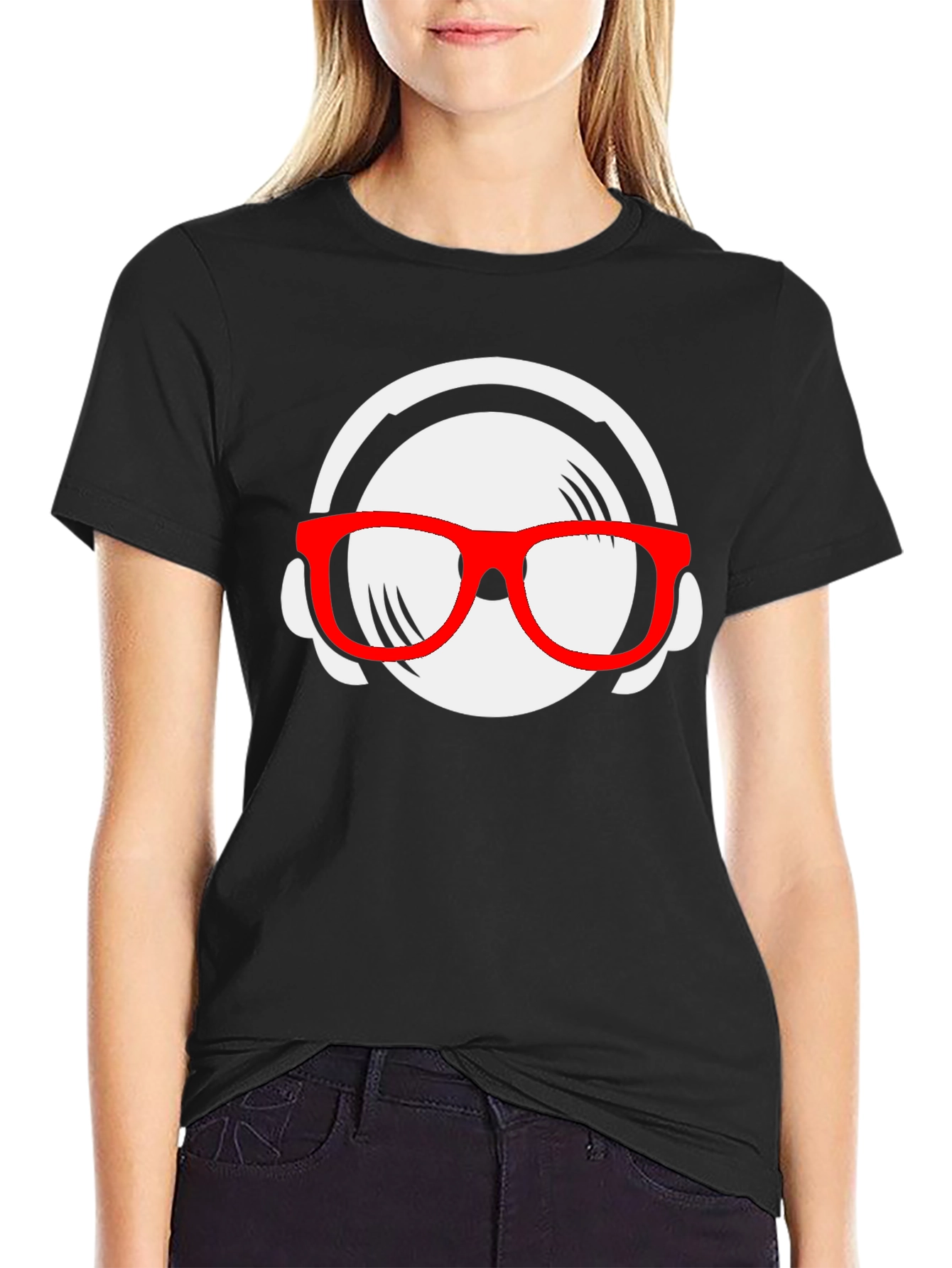 Black DJ Nerd Tee: Cool Graphic T-Shirt view 2