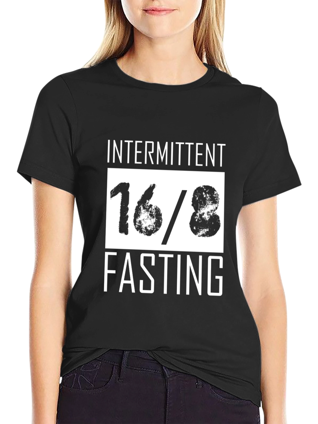 Black Intermittent Fasting 16/8 Black T-Shirt view 2