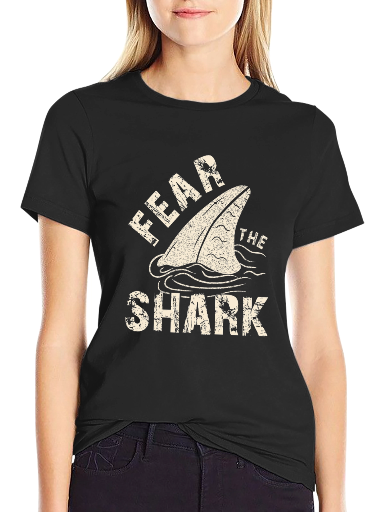 Black Fear The Shark Graphic Tee - Black view 2