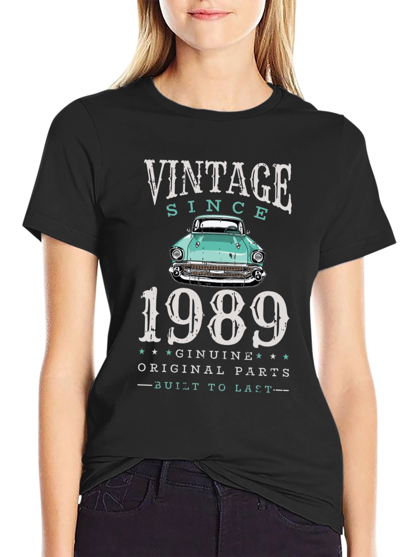Black Vintage Since 1989 Car T-Shirt view 2
