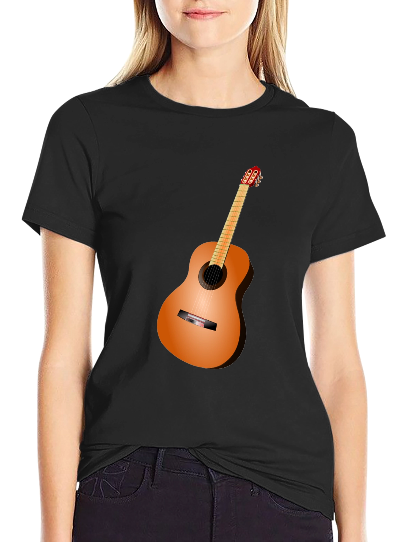 Black Guitar Graphic Tee - Black Cotton Blend view 2