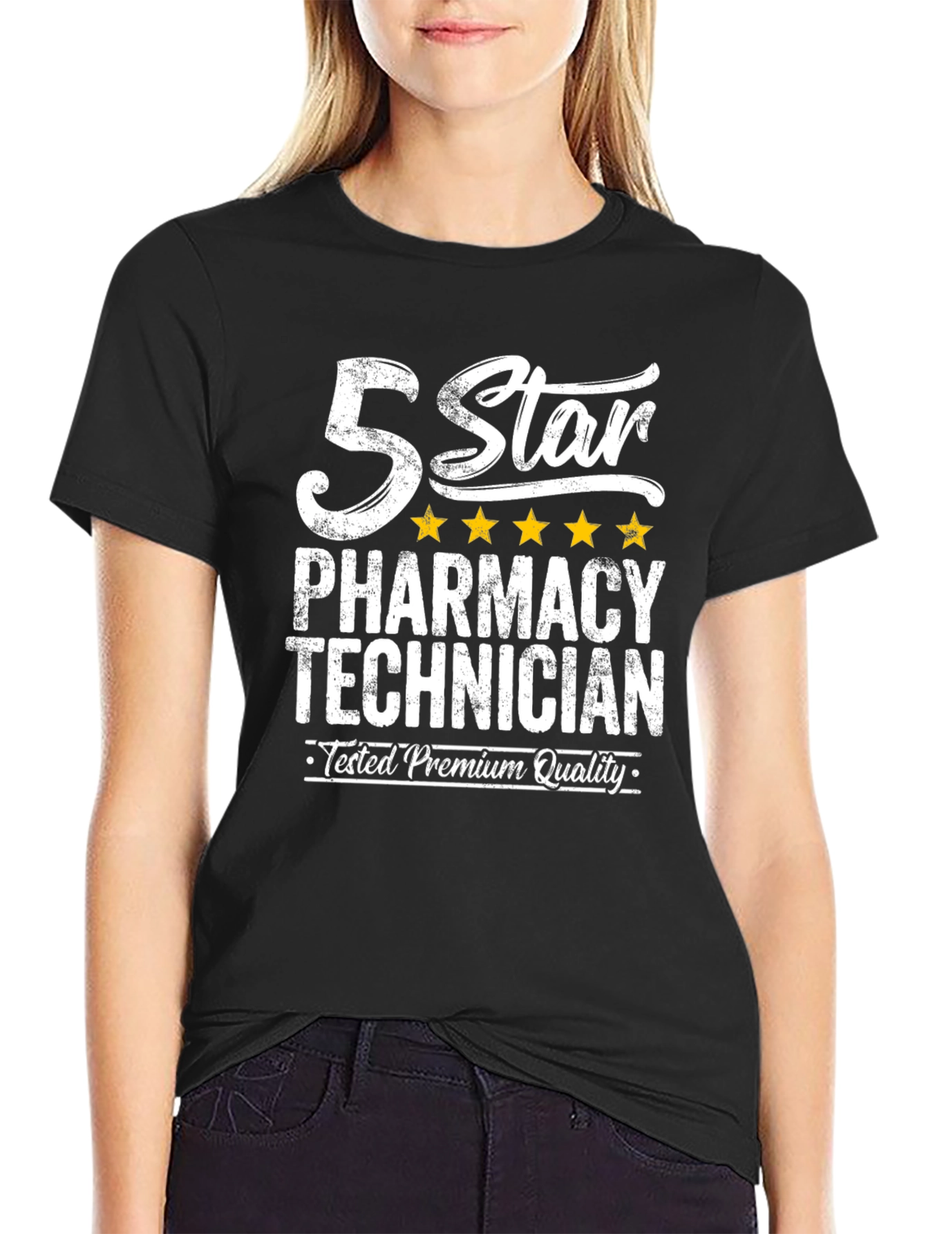 Black 5 Star Pharmacy Technician T-Shirt Premium Quality view 2