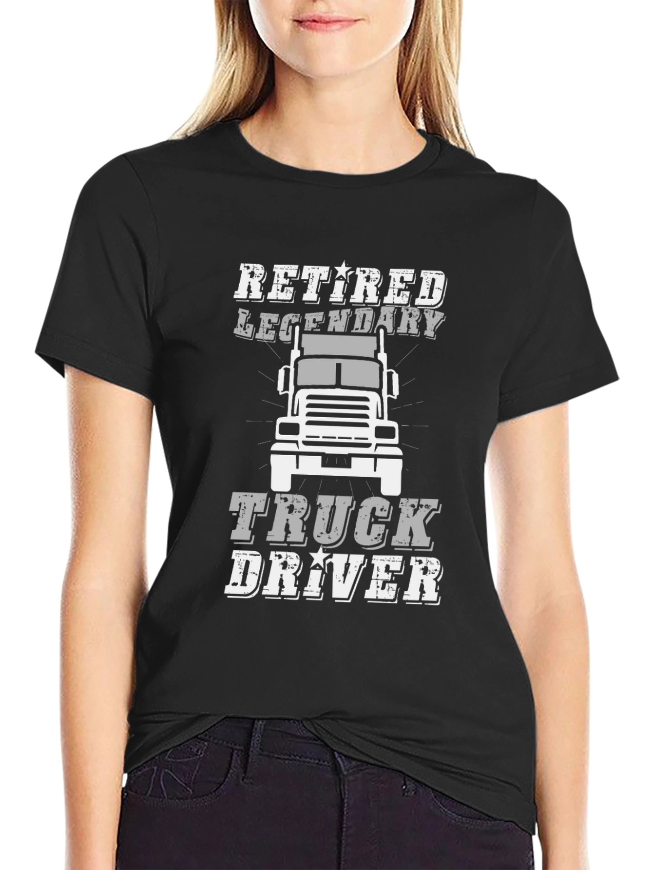 Black Retired Legendary Truck Driver Graphic Tee view 2