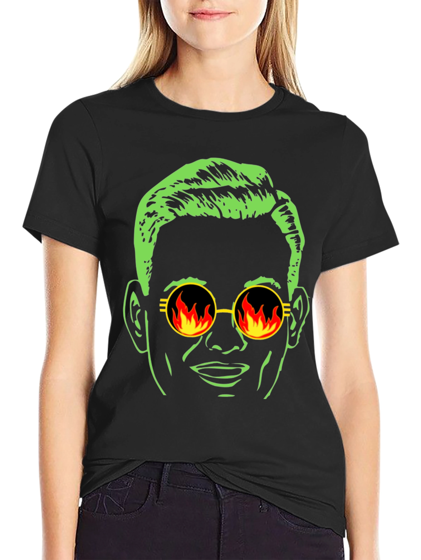 Black Cool Dude Graphic Tee - Retro Fire Sunglasses view 2