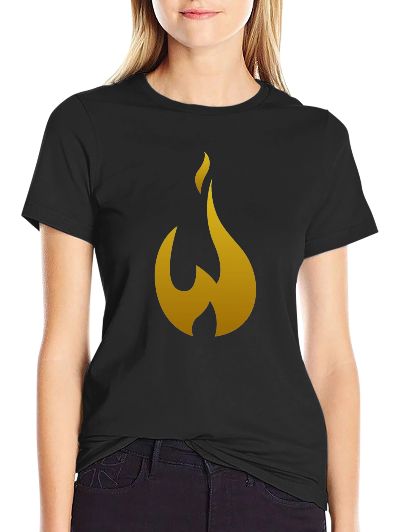 Black Flame Graphic Tee - Men's Black Cotton T-Shirt view 2