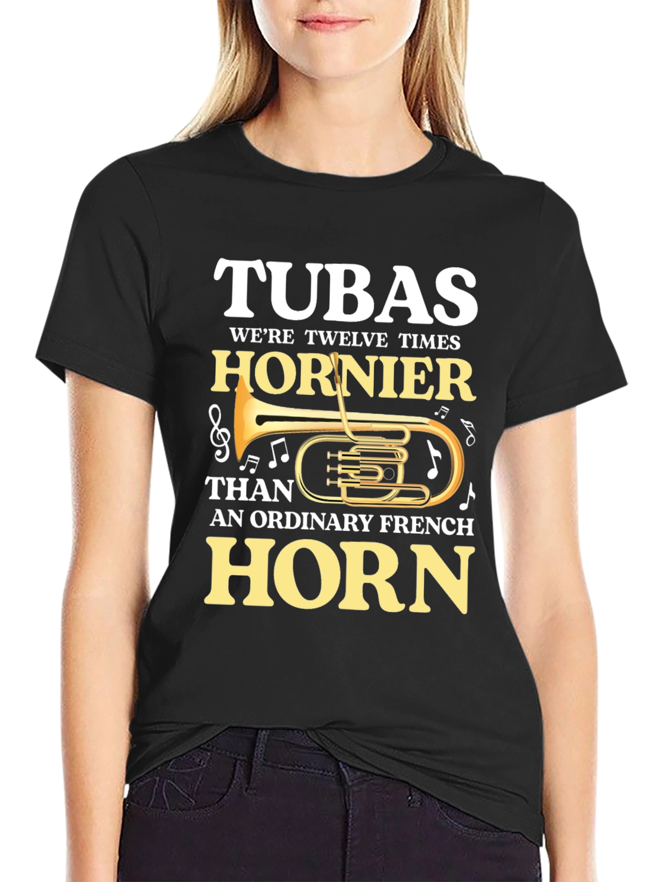 Black Tuba Horny T-Shirt - Band Geeks Tee view 2