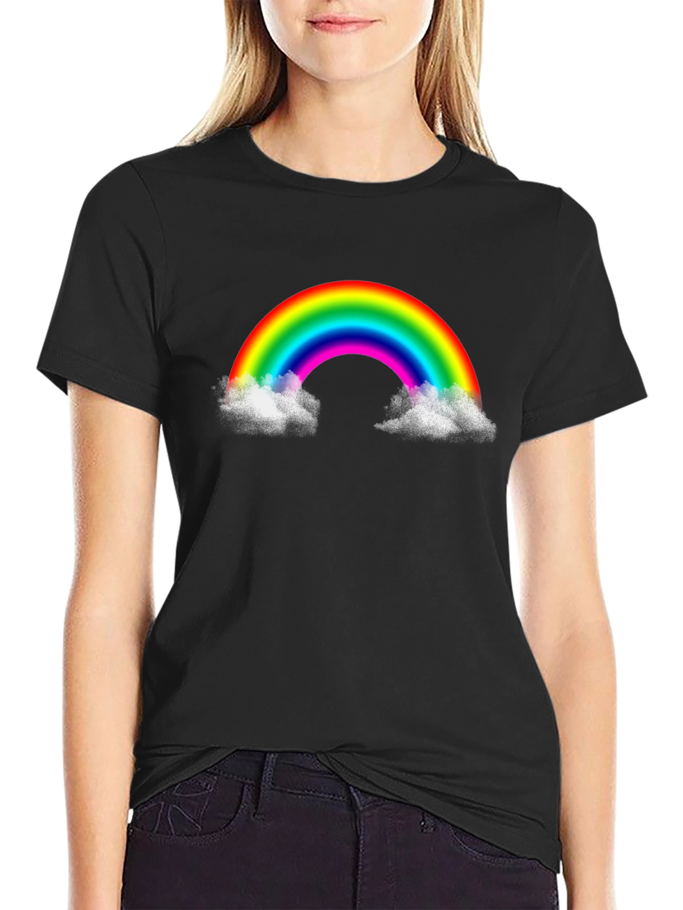 Black Rainbow Cloud Graphic T-Shirt view 2