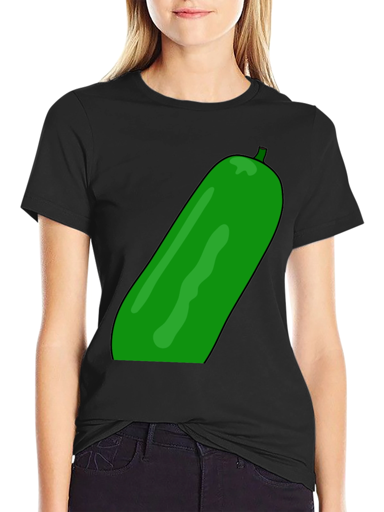 Black Cucumber Graphic Print Black T-Shirt view 2