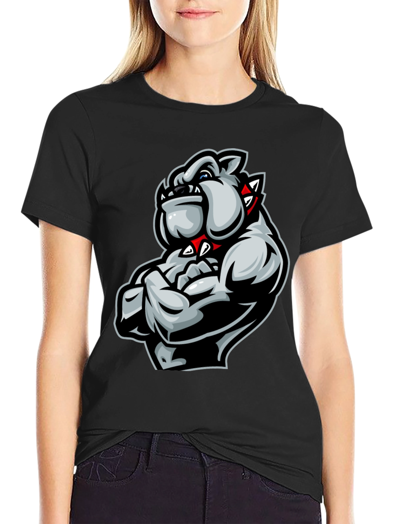 Black Bulldog Muscle T-Shirt - Fierce Graphic Tee view 2