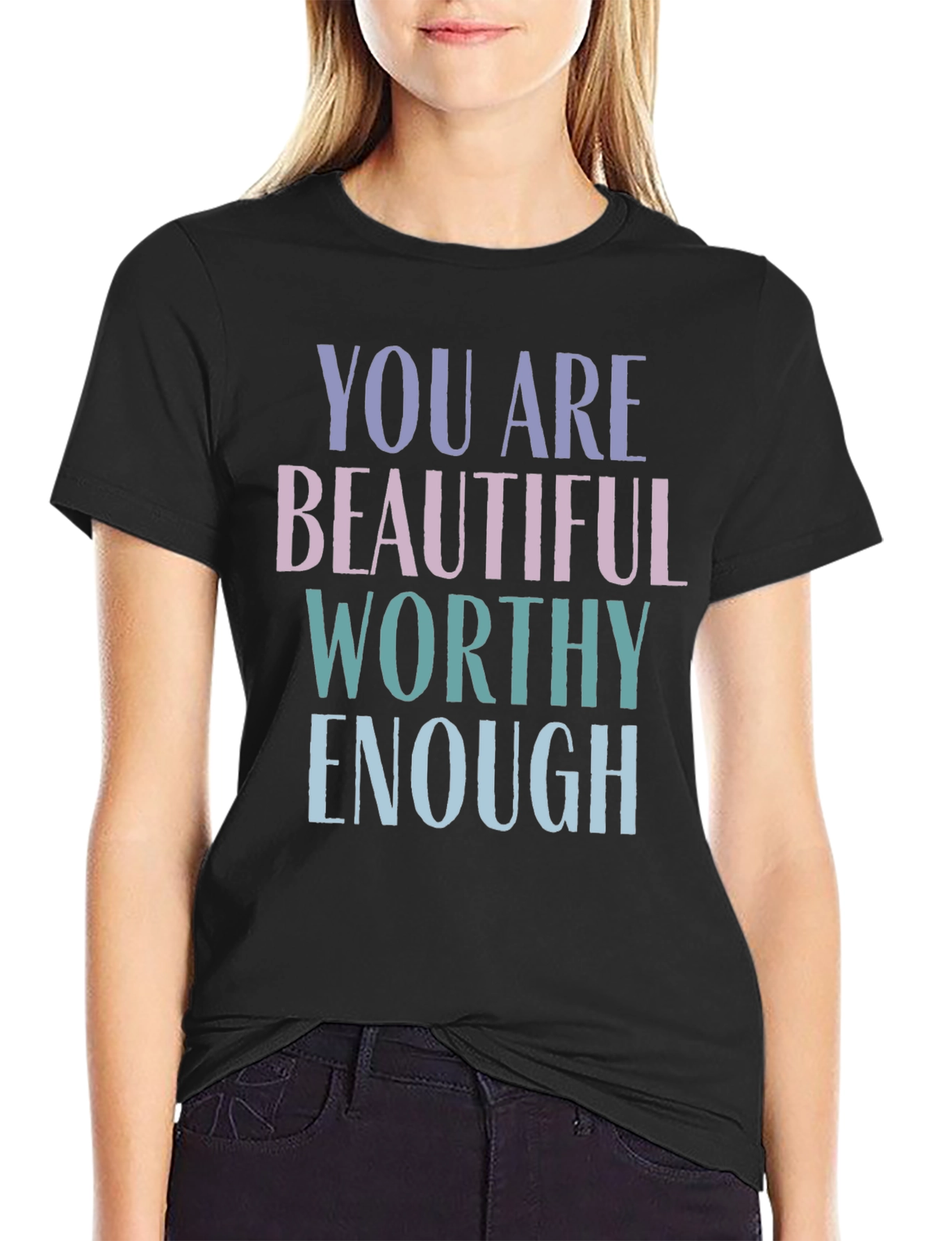 Black You Are Enough Graphic T-Shirt view 2