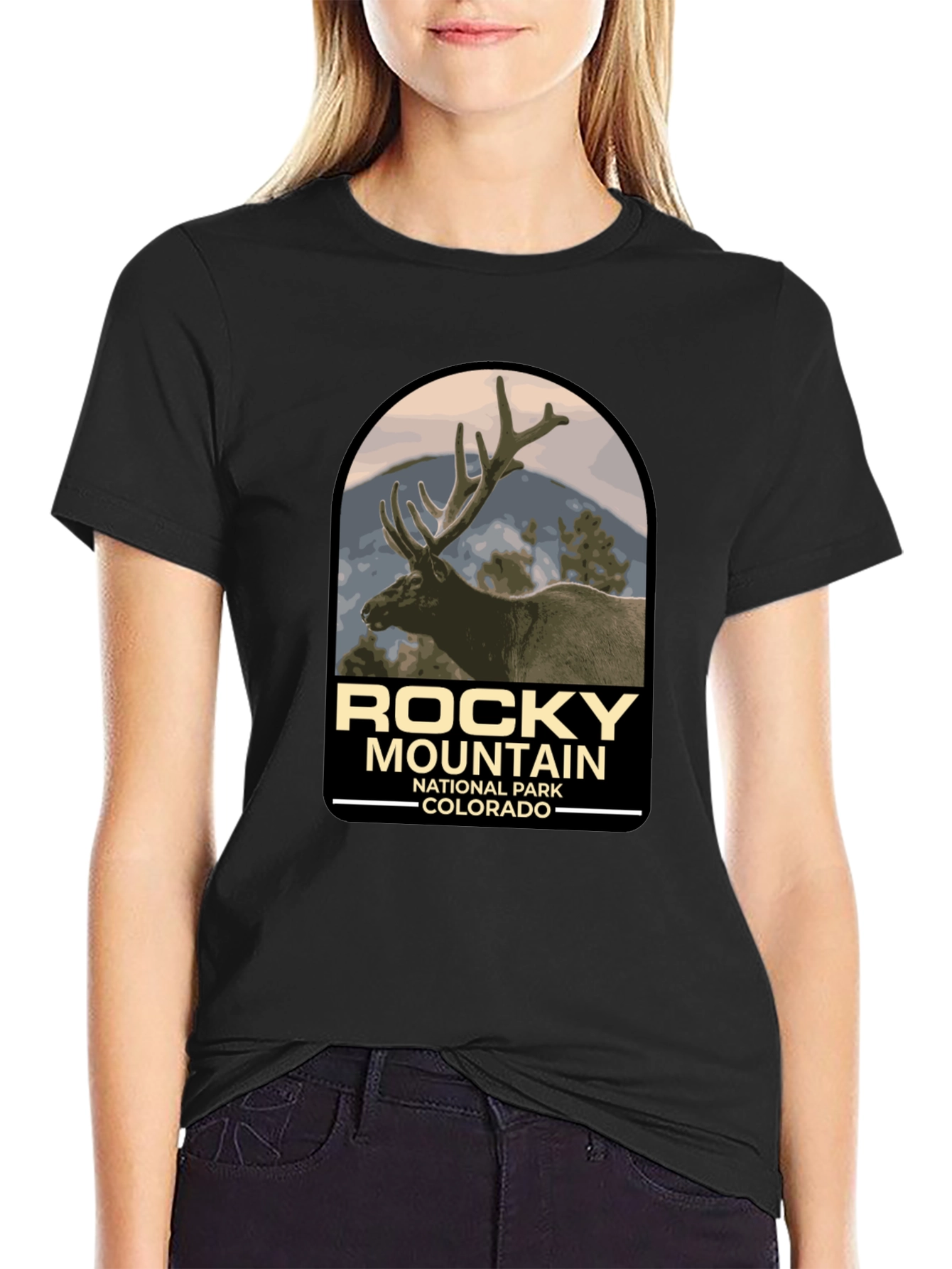 Black Rocky Mountain National Park Tee view 2