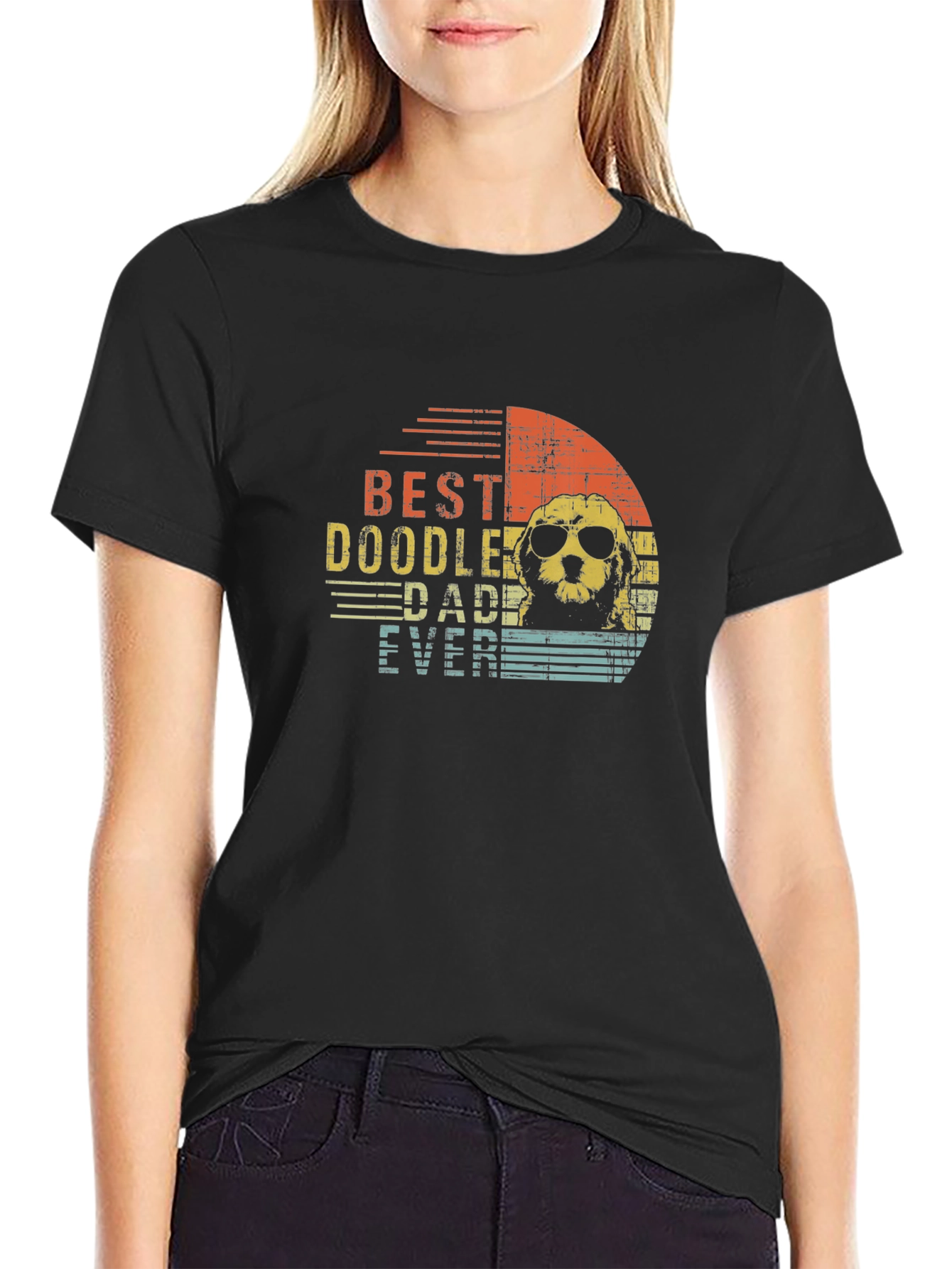 Black Best Doodle Dad Ever T-Shirt view 2