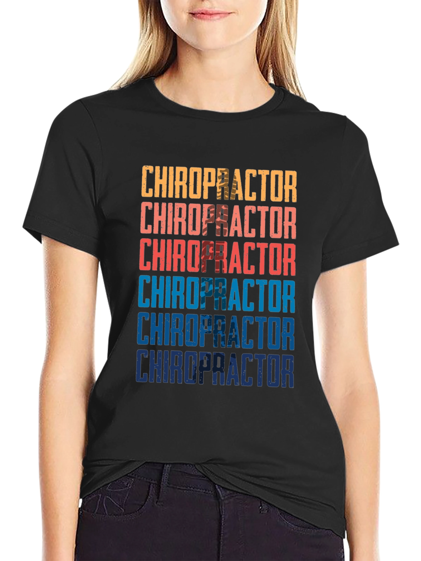 Black Chiropractor Vintage T-Shirt - Retro Style view 2