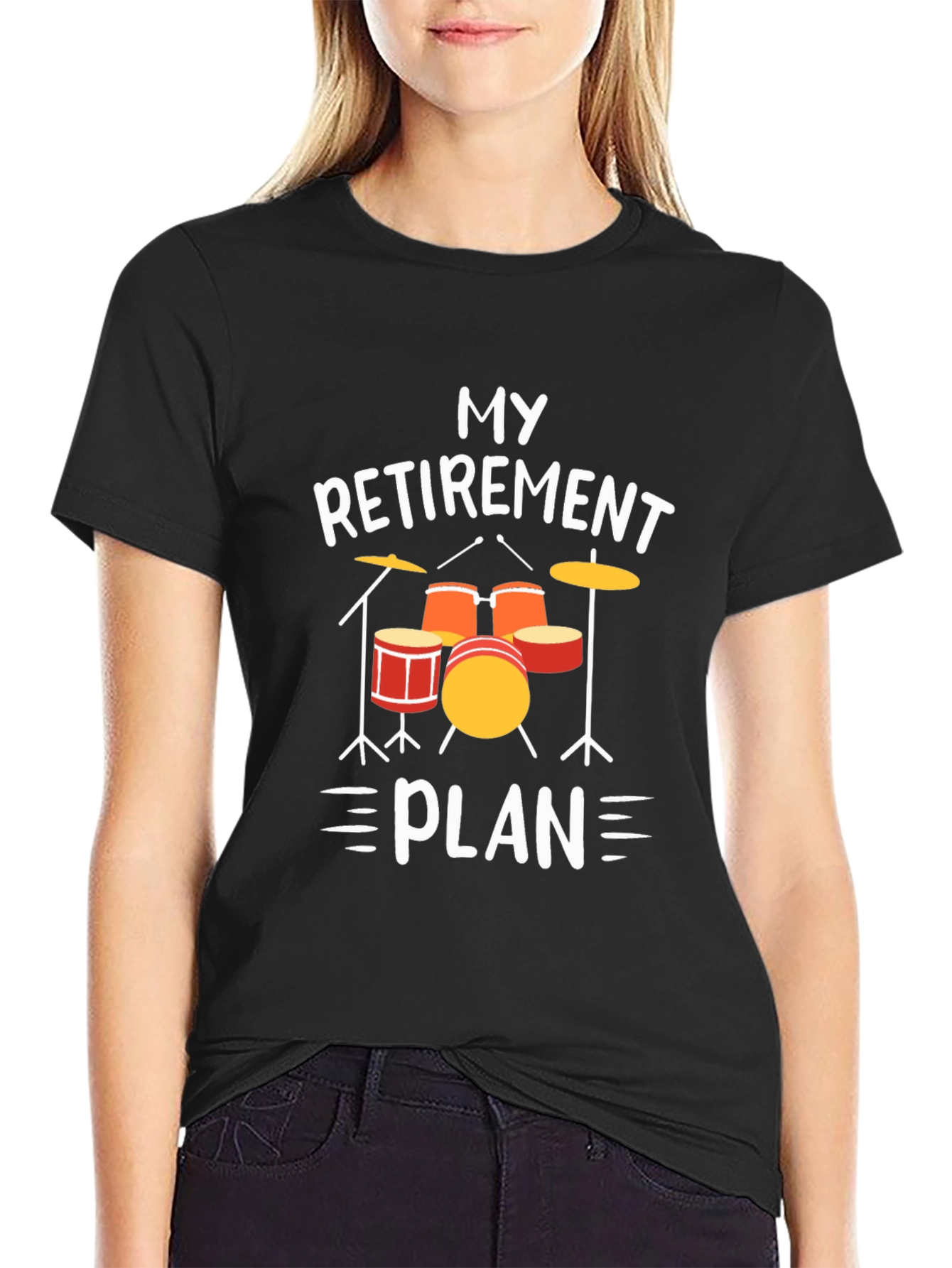 Black My Retirement Plan Drum Set T-Shirt view 2