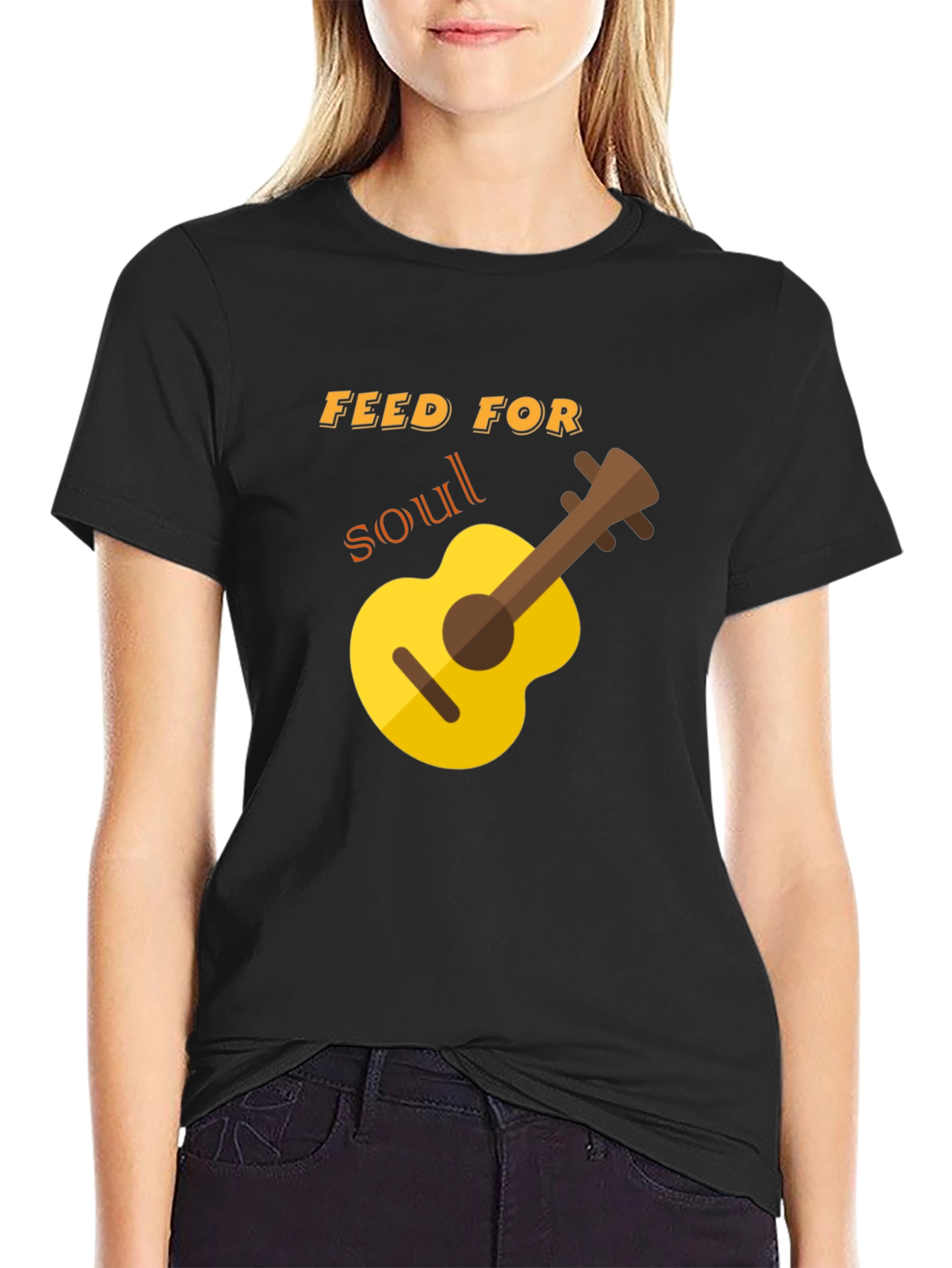 Black Feed for Soul Guitar Graphic Tee - Black view 2