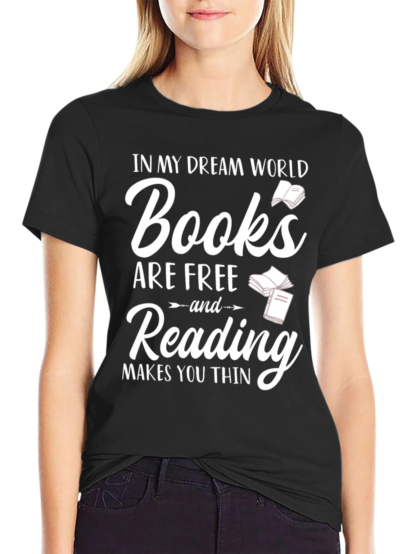 Black Books Are Free Reading Makes You Thin T-Shirt view 2