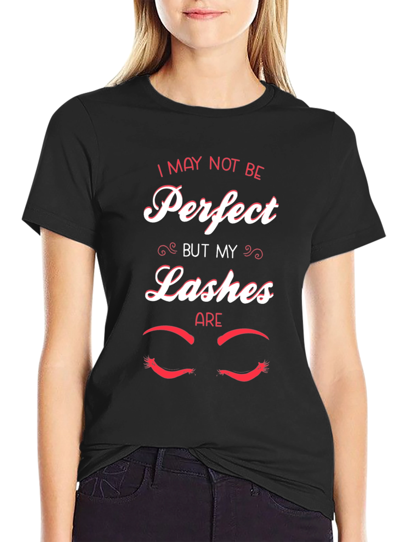 Black Perfect Lashes Graphic Tee -  Unisex Cotton T-Shirt view 2